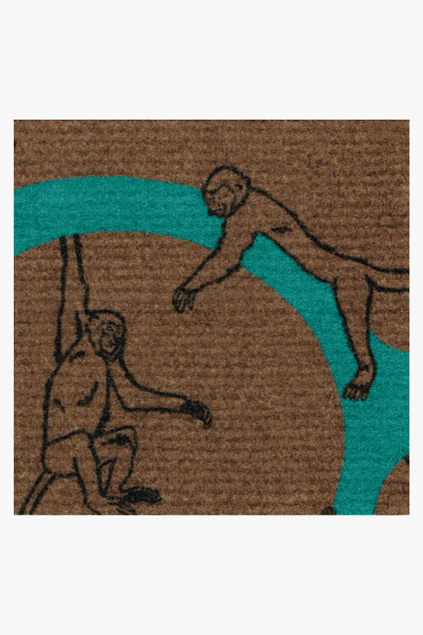 Monkey See Monkey Do Turquoise Doormat by Iris Apfel