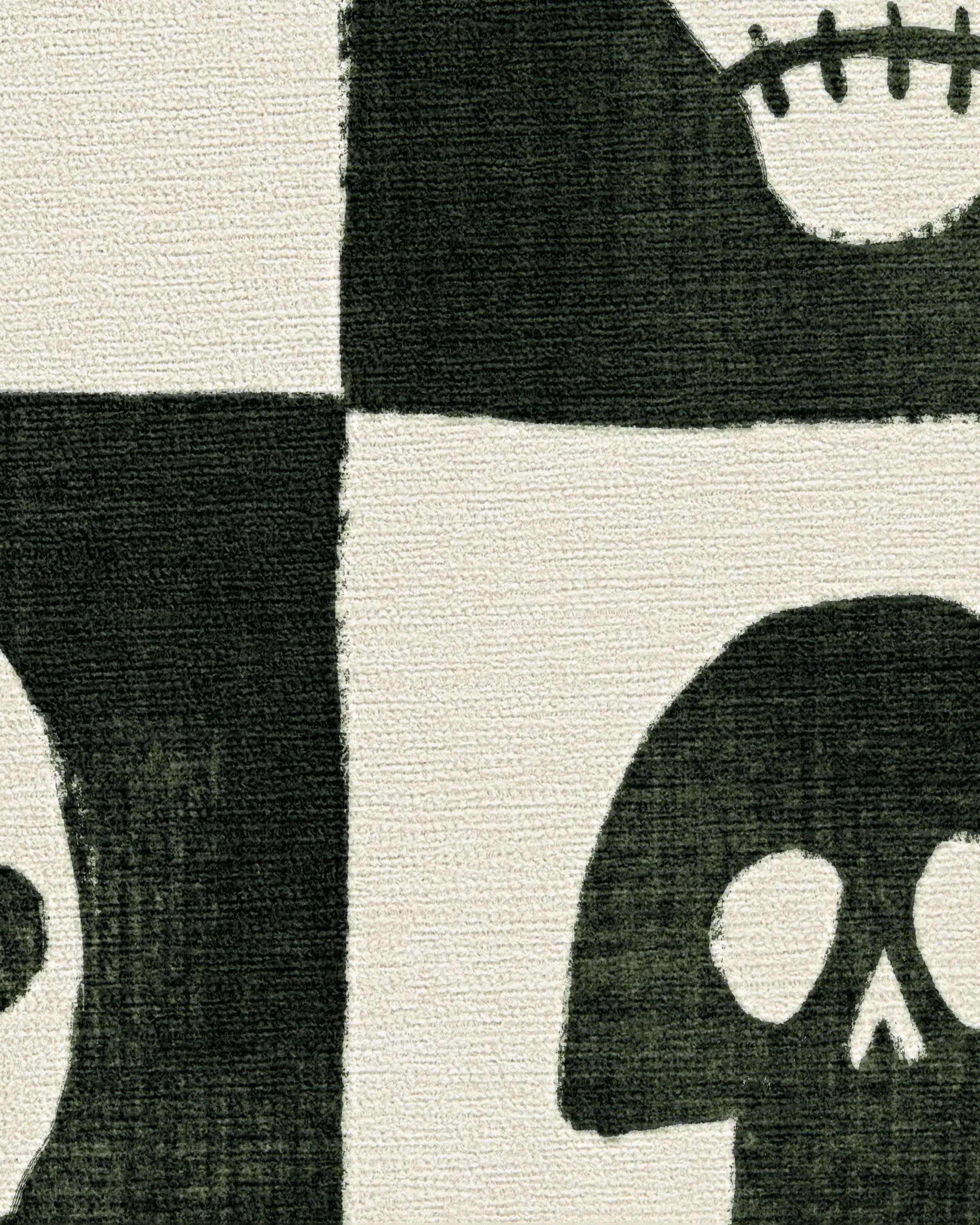 Grim Grins Black & Ivory Flatwoven Rug