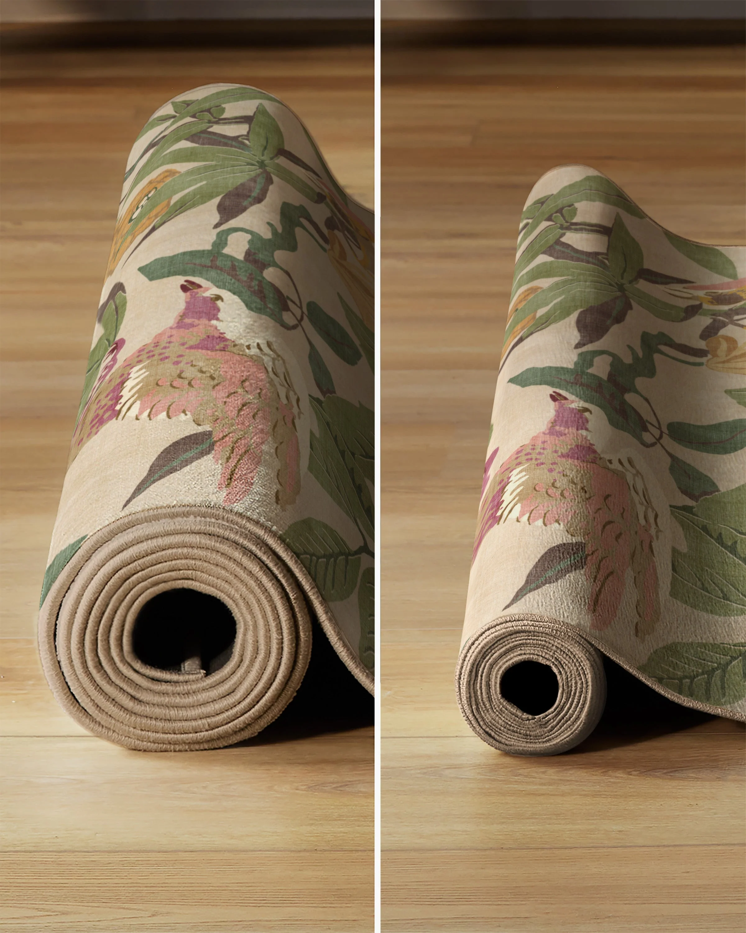 Bamboo & Bird Blush & Jade Rug by Sanderson