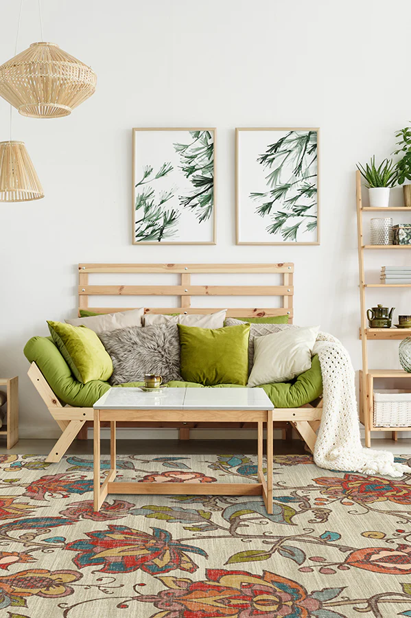 Frida Floral Natural Flatwoven Rug