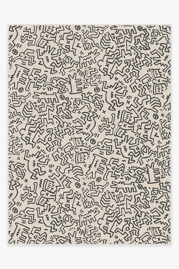 Block Party Black & Ivory Flatwoven Rug by Keith Haring