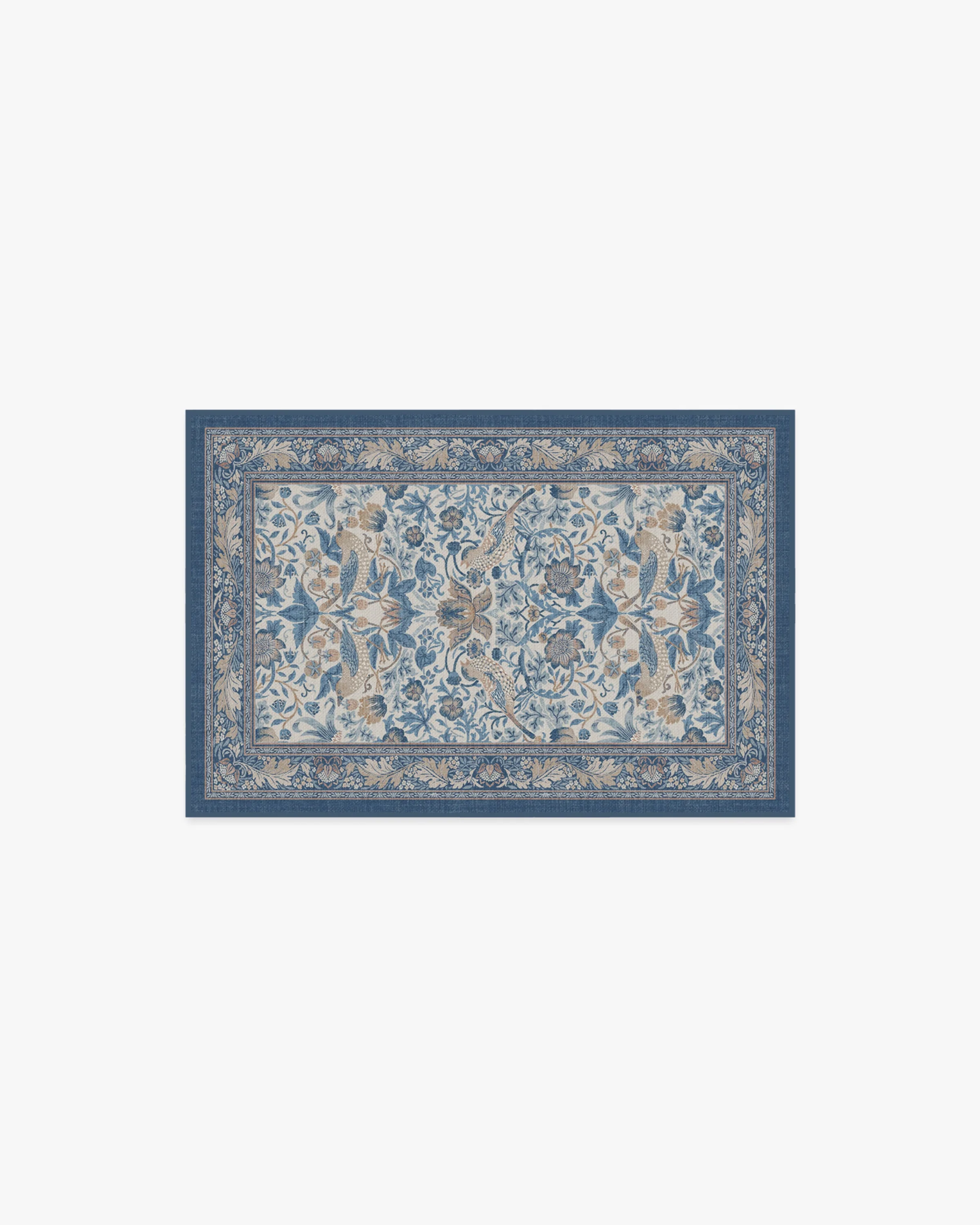 Strawberry Thief Indigo & Ivory Flatwoven Rug by Morris & Co.