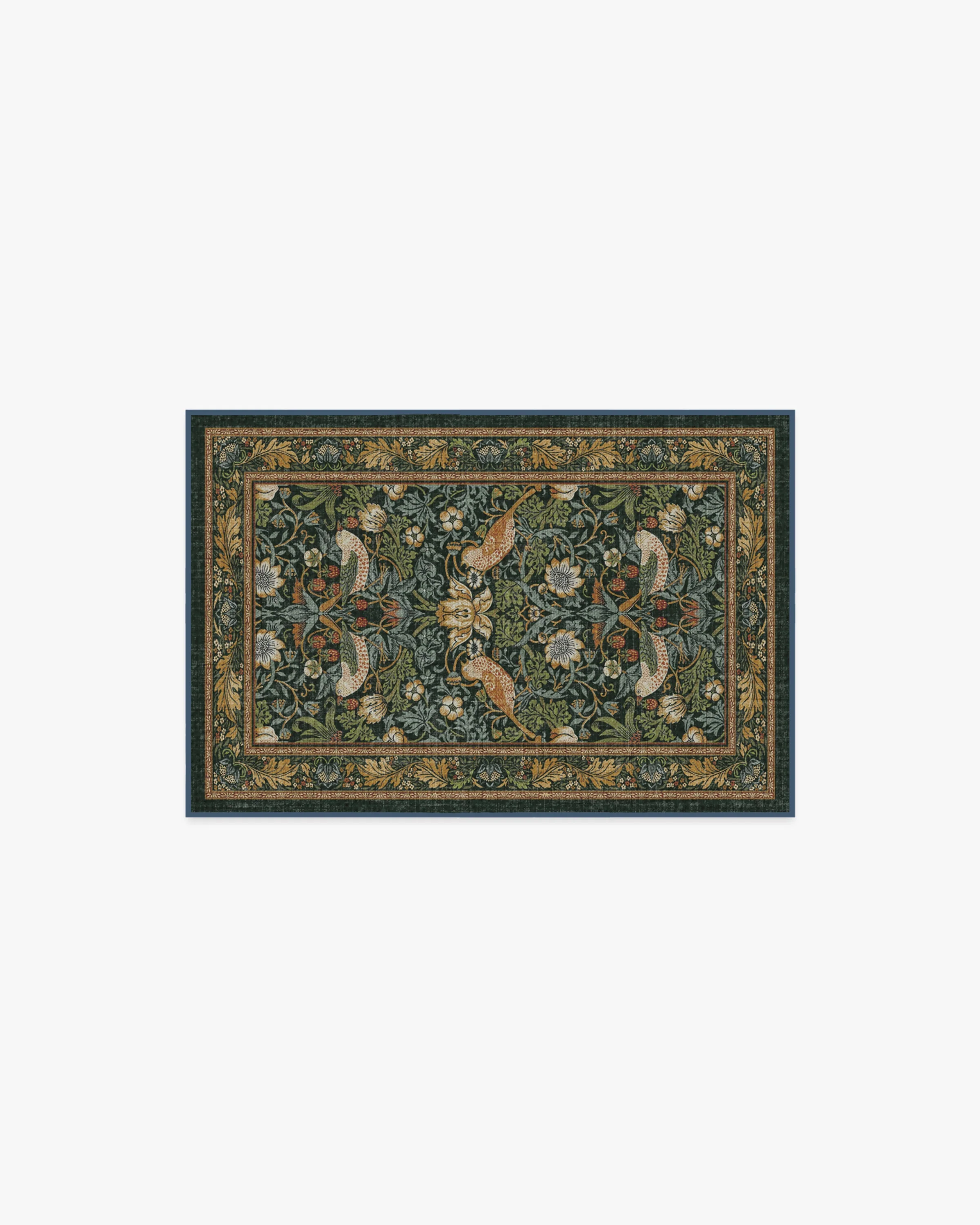 Strawberry Thief Indigo Flatwoven Rug by Morris & Co.