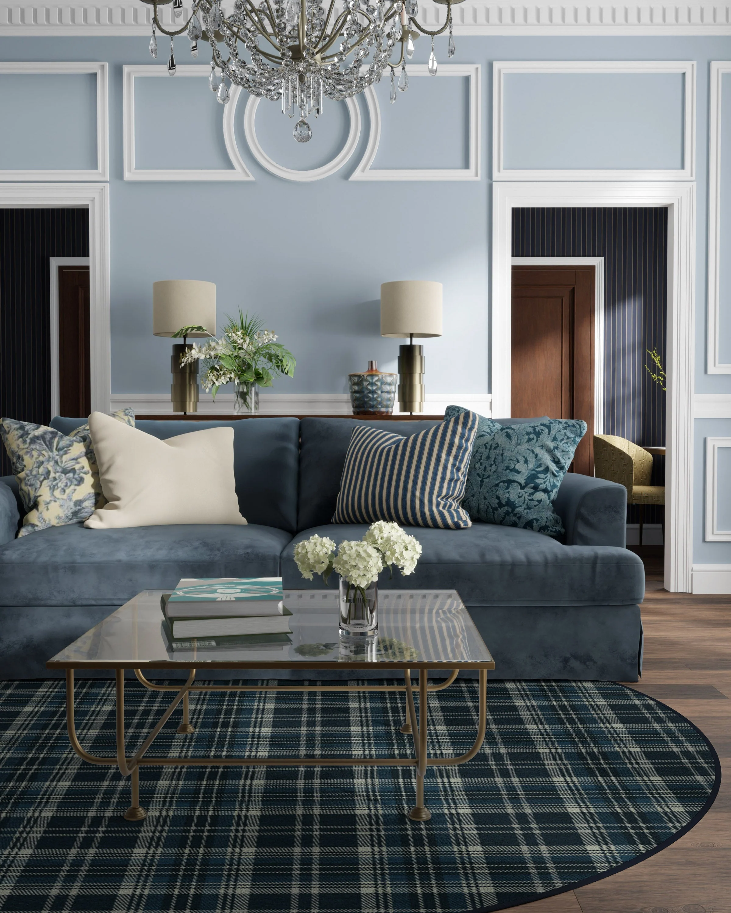 Dress Stewart Tartan Navy Flatwoven Rug