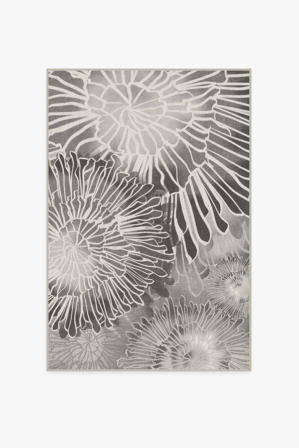 Chrysanthemum Ash Grey Flatwoven Rug