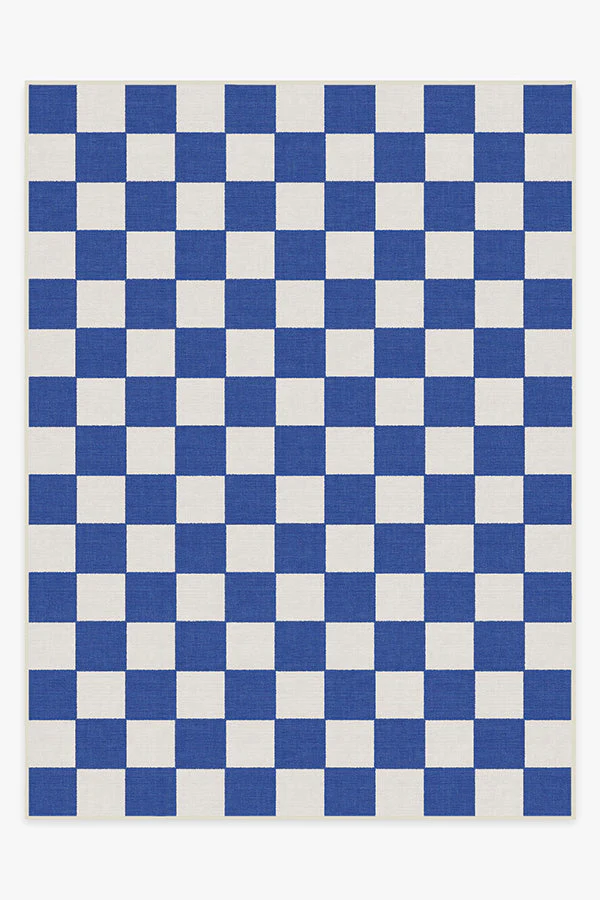 Jaque Checkered Blue Outdoor Rug