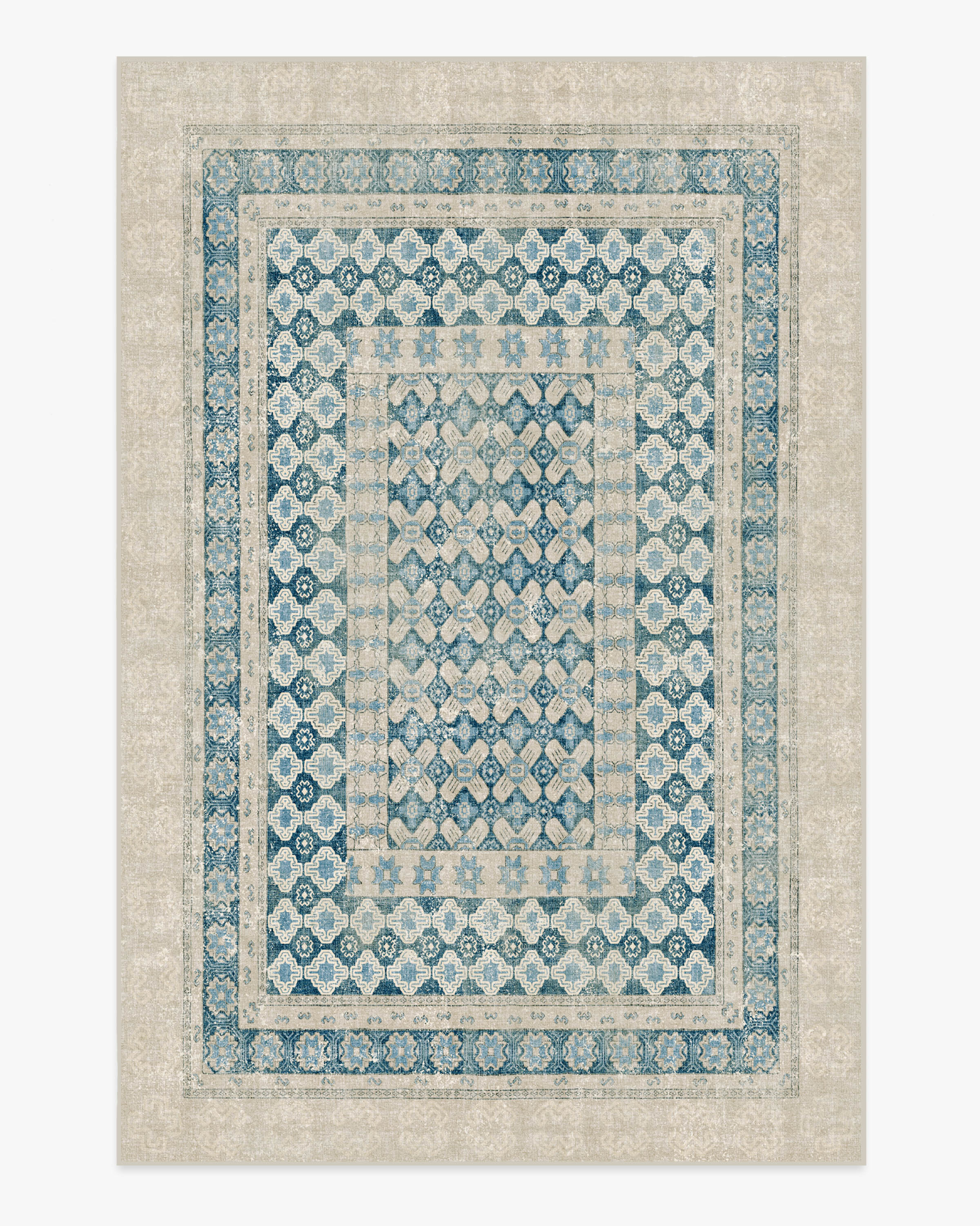 Cyrus Neutral & Blue Flatwoven Rug