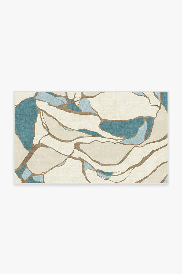 Aude Teal & Ivory Rug by Nina Takesh