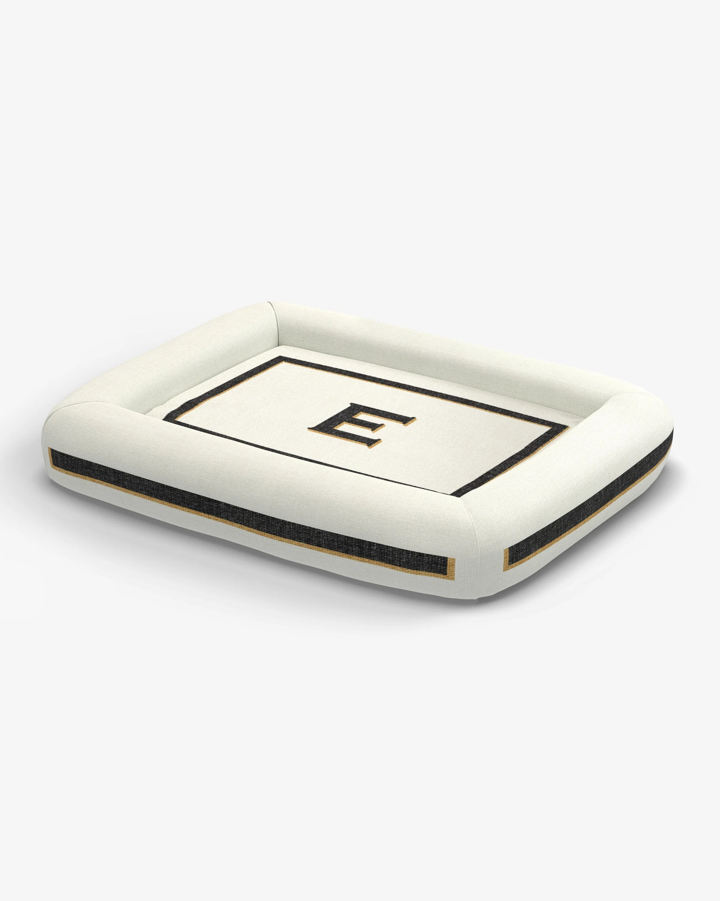 Classic Monogram Ivory Woven Pet Bed, Large by Jonathan Adler