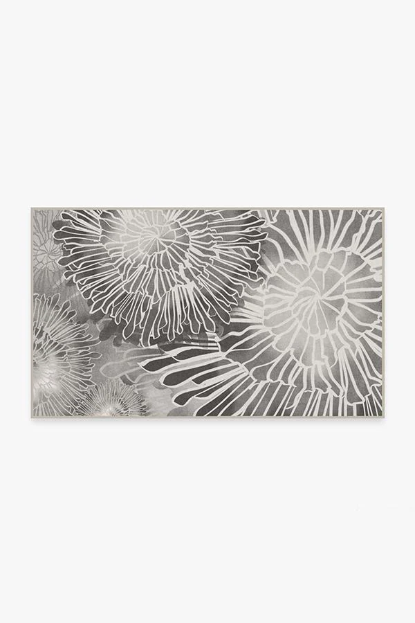 Chrysanthemum Ash Grey Flatwoven Rug