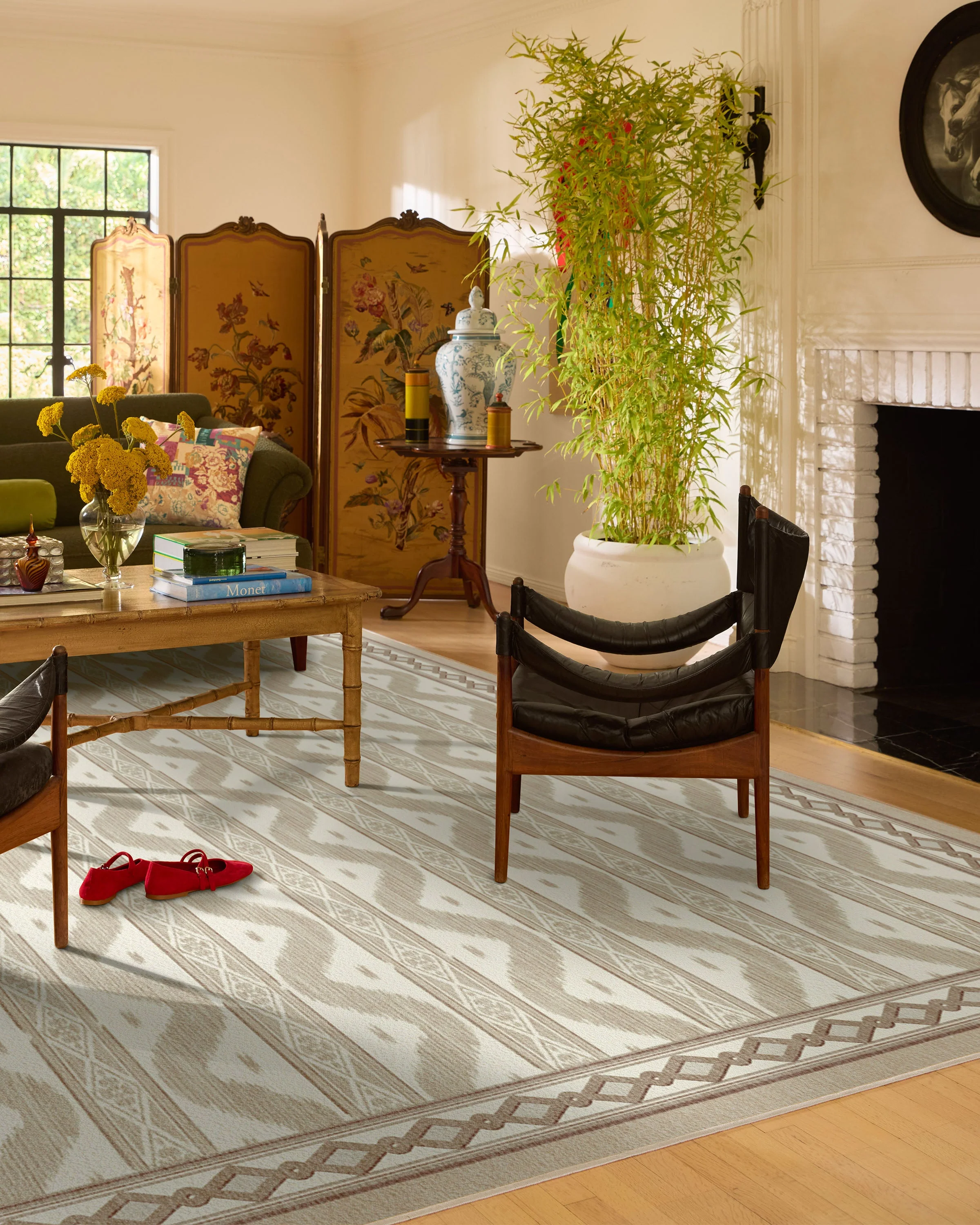 Ava Ikat Beige Flatwoven Rug by Mrs. Alice