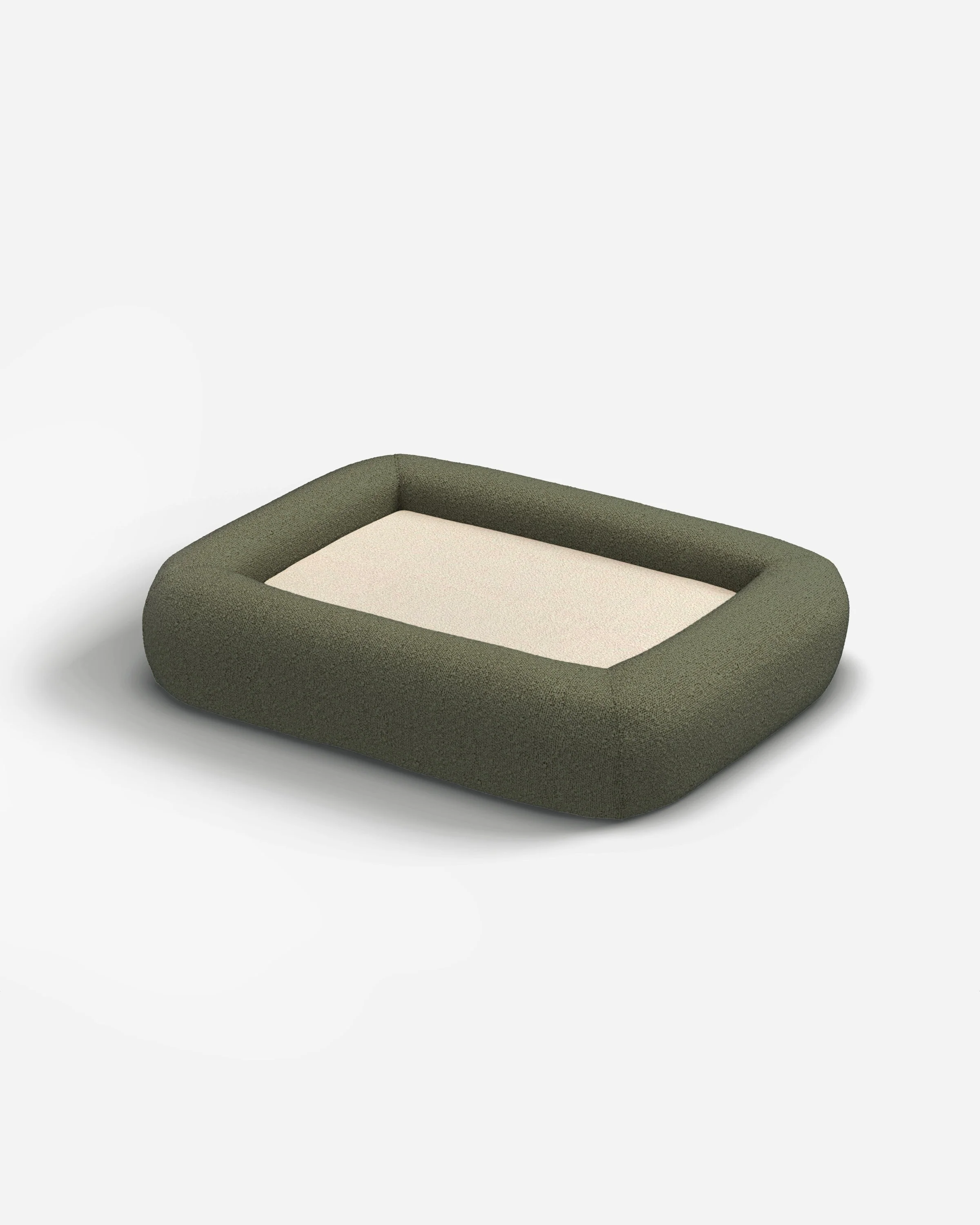 Olive Green Boucle Bolster Pet Bed