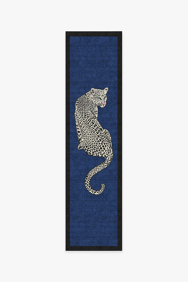 Snow Leopard Sapphire Flatwoven Rug by Jonathan Adler