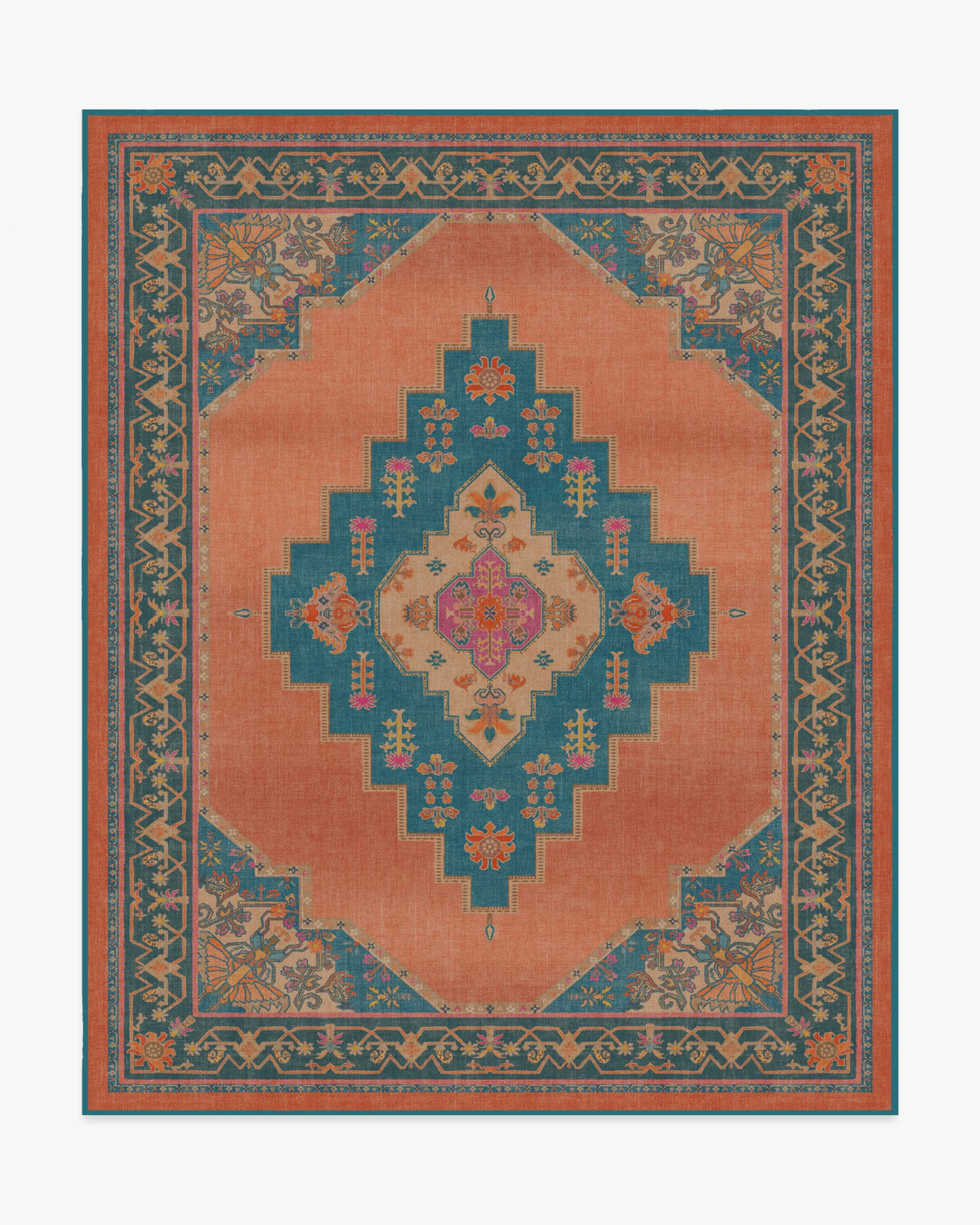 Sunset Bazaar Tropic Coral Flatwoven Rug by Matthew Williamson