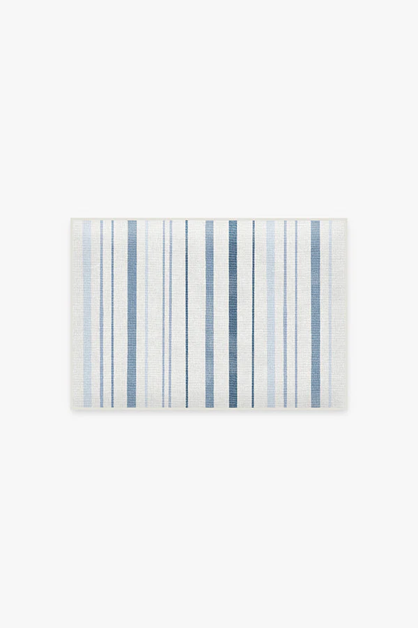 Harbor Stripe Blue Bath Mat