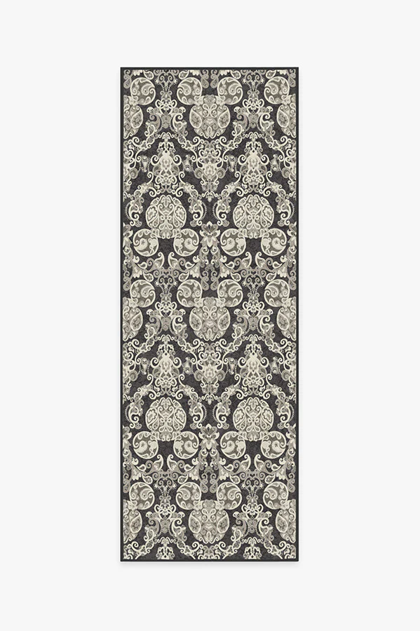 Mickey Damask Charcoal Flatwoven Rug
