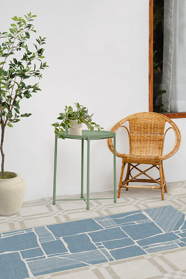 Rune Slate Blue Outdoor Rug