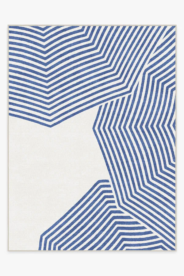 Beach Club Navy & Ivory Outdoor Rug by Gray Malin