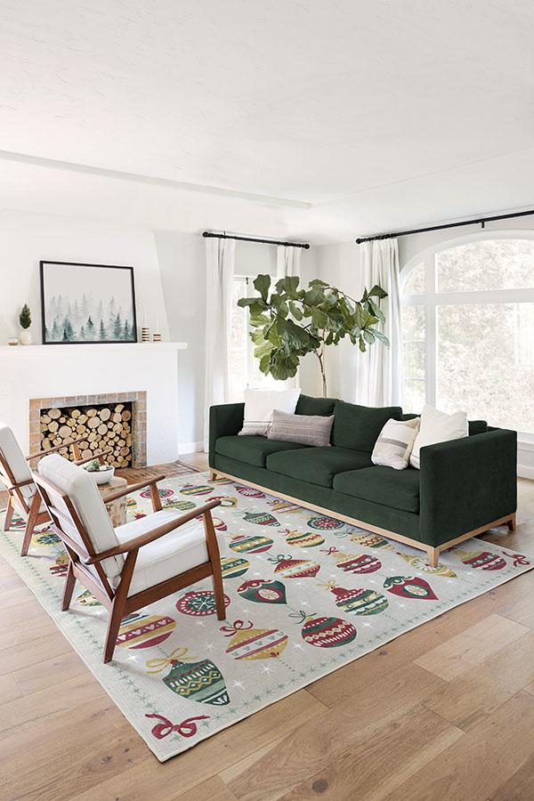 Festive Garland Holiday Shortbread Flatwoven Rug