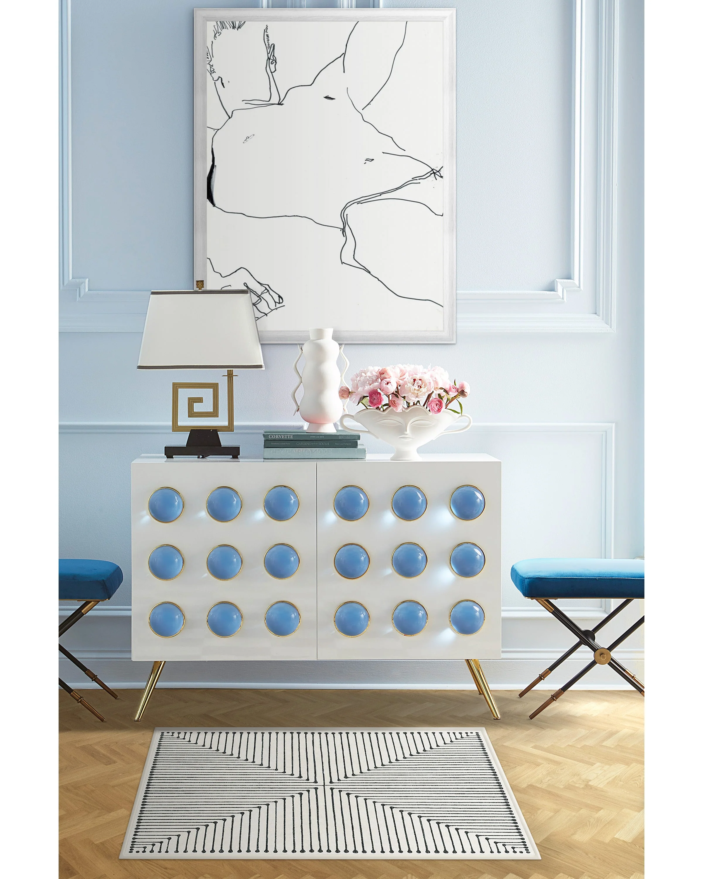 Inkdrop Black & Ivory Rug by Jonathan Adler