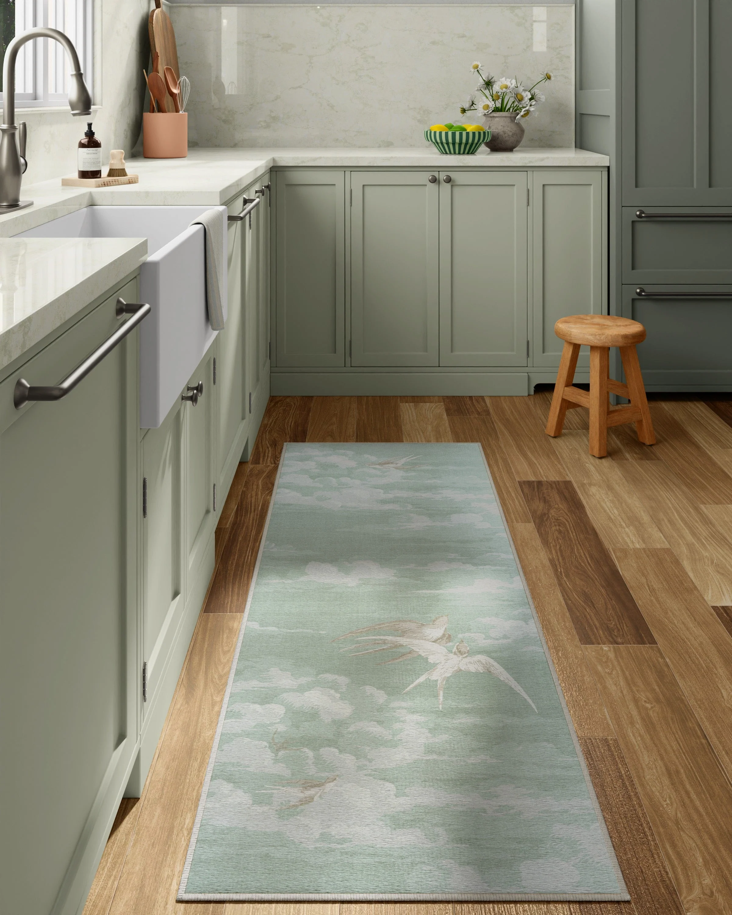 Silvi Clouds Seaspray Rug by Sanderson