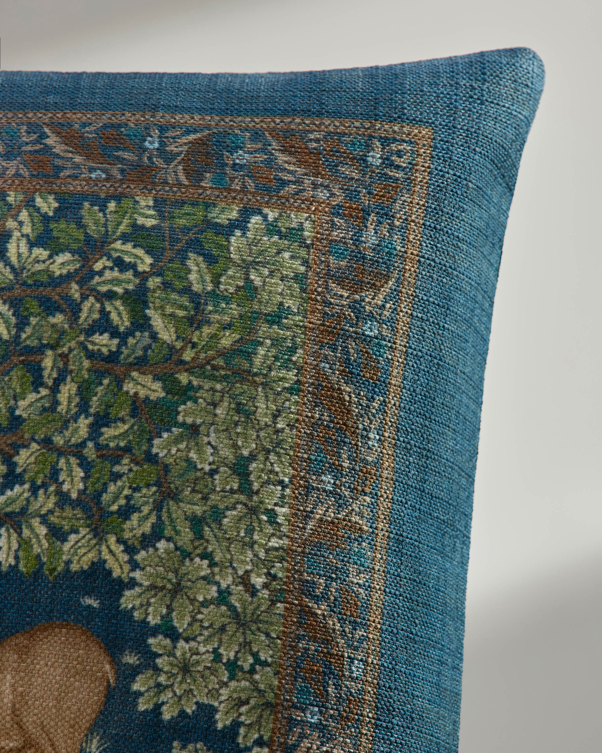 Brook Sapphire Blue Woven Throw Pillow by Morris & Co.