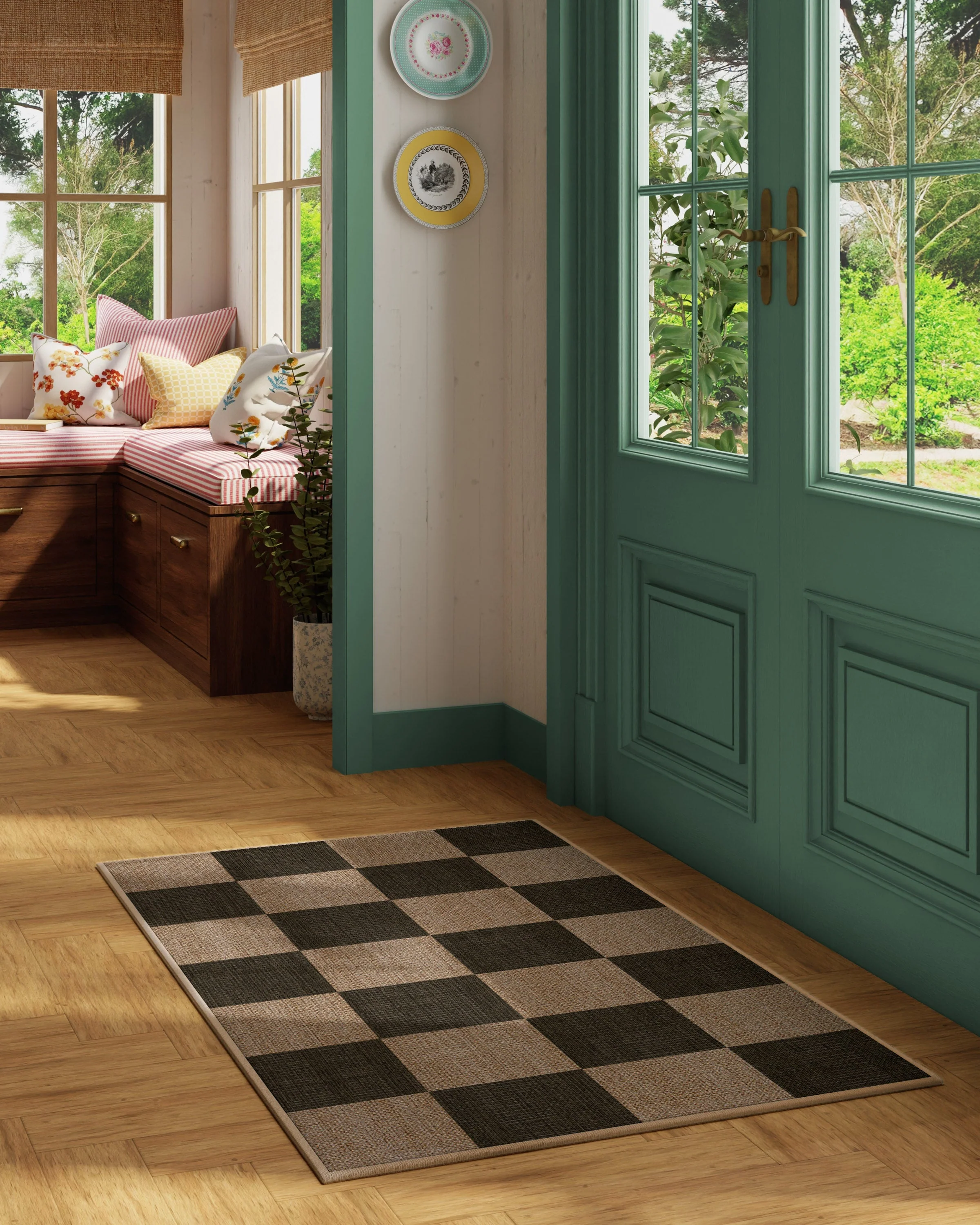 Checkerboard Soft Black Re-Jute Rug