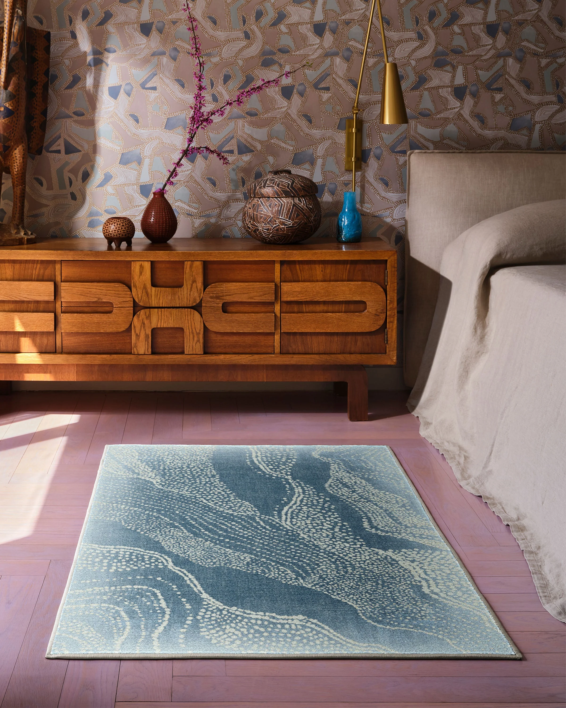 Adorned Soft Blue Rug by Malene Barnett