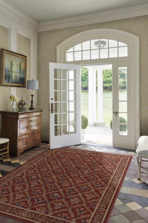Bellflowers Amber Red Rug by Morris & Co.