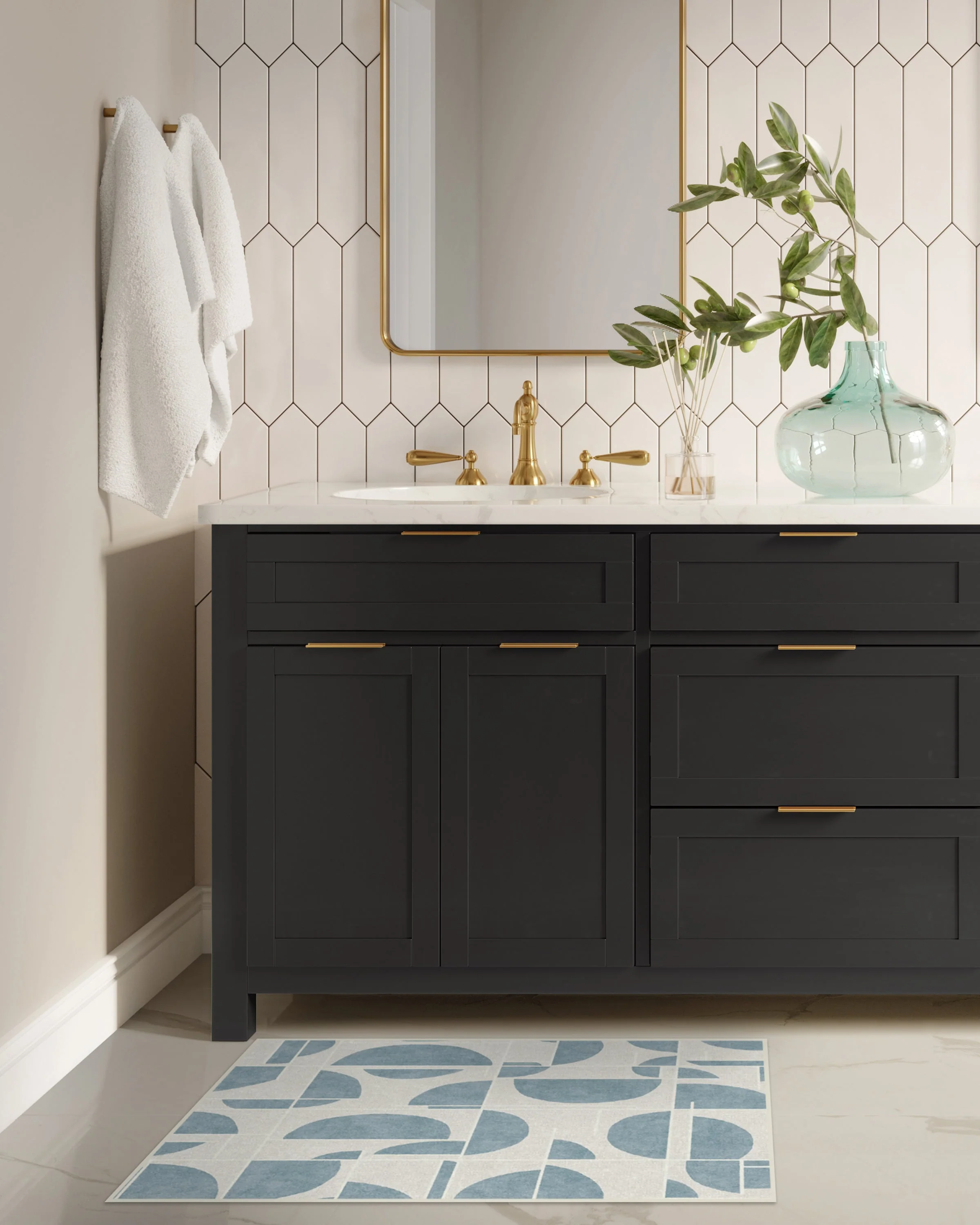 Lune Slate Blue Flatwoven Rug by Nina Takesh