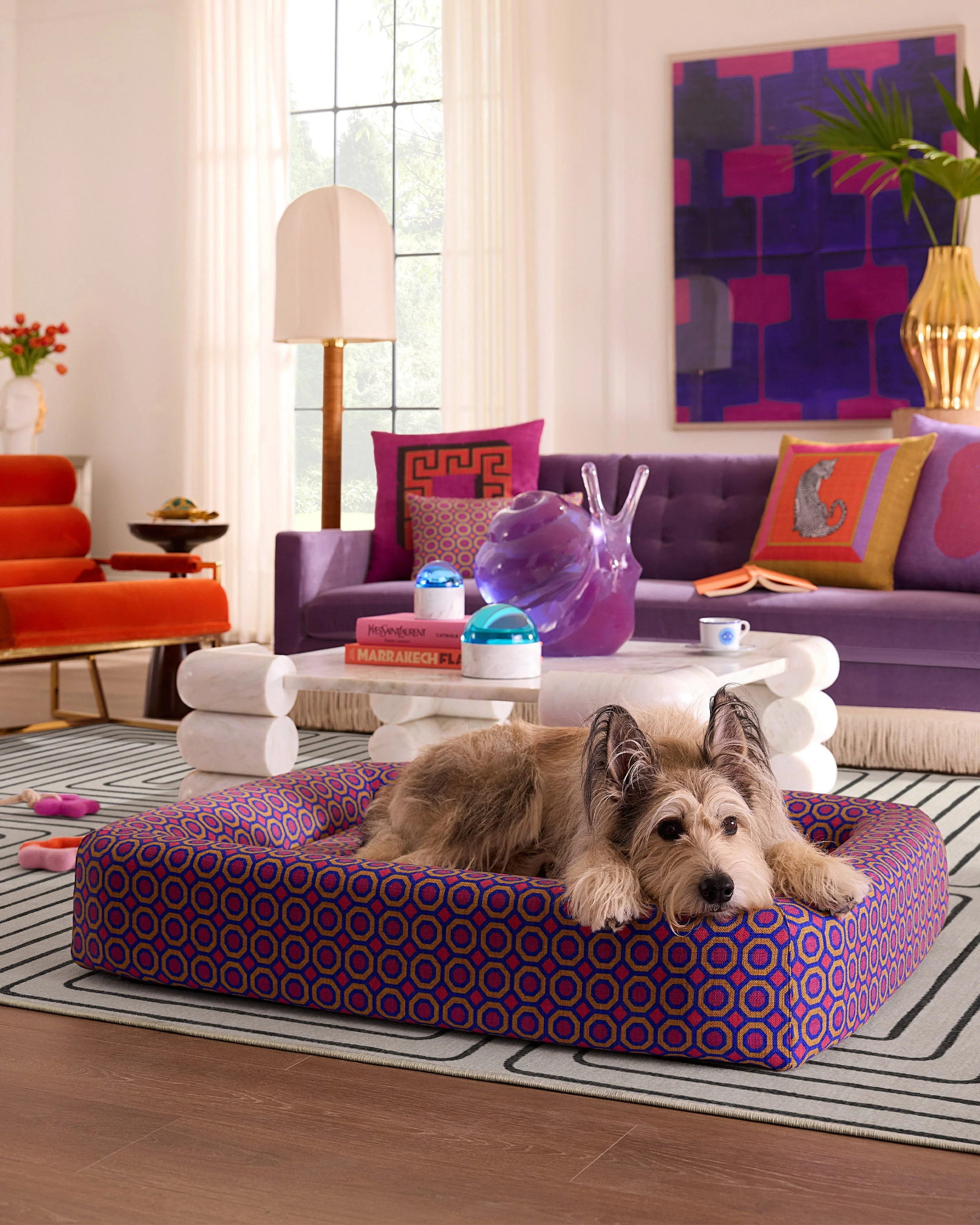 Piccadilly Fuchsia Woven Bolster Pet Bed by Jonathan Adler