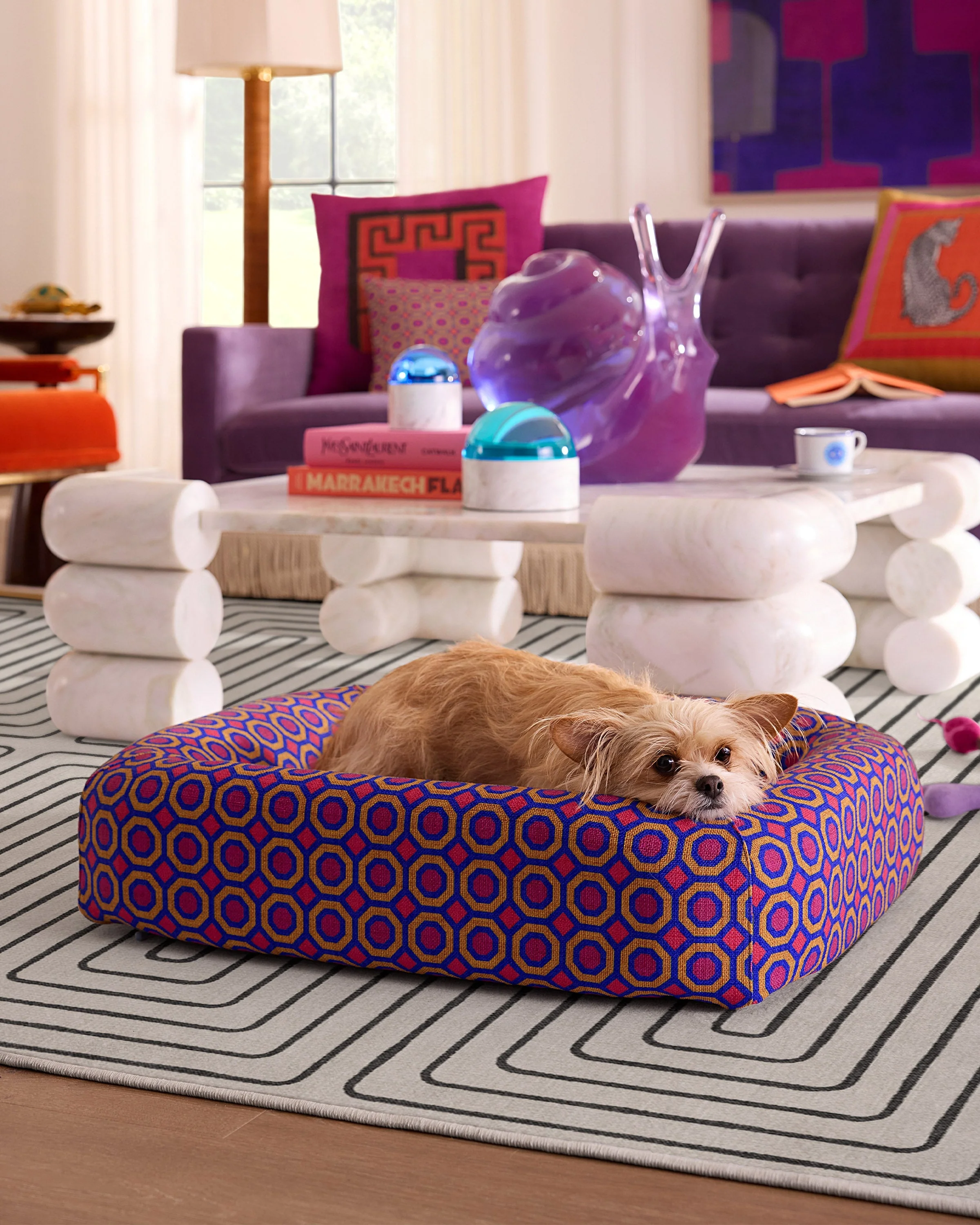 Piccadilly Fuchsia Woven Bolster Pet Bed by Jonathan Adler