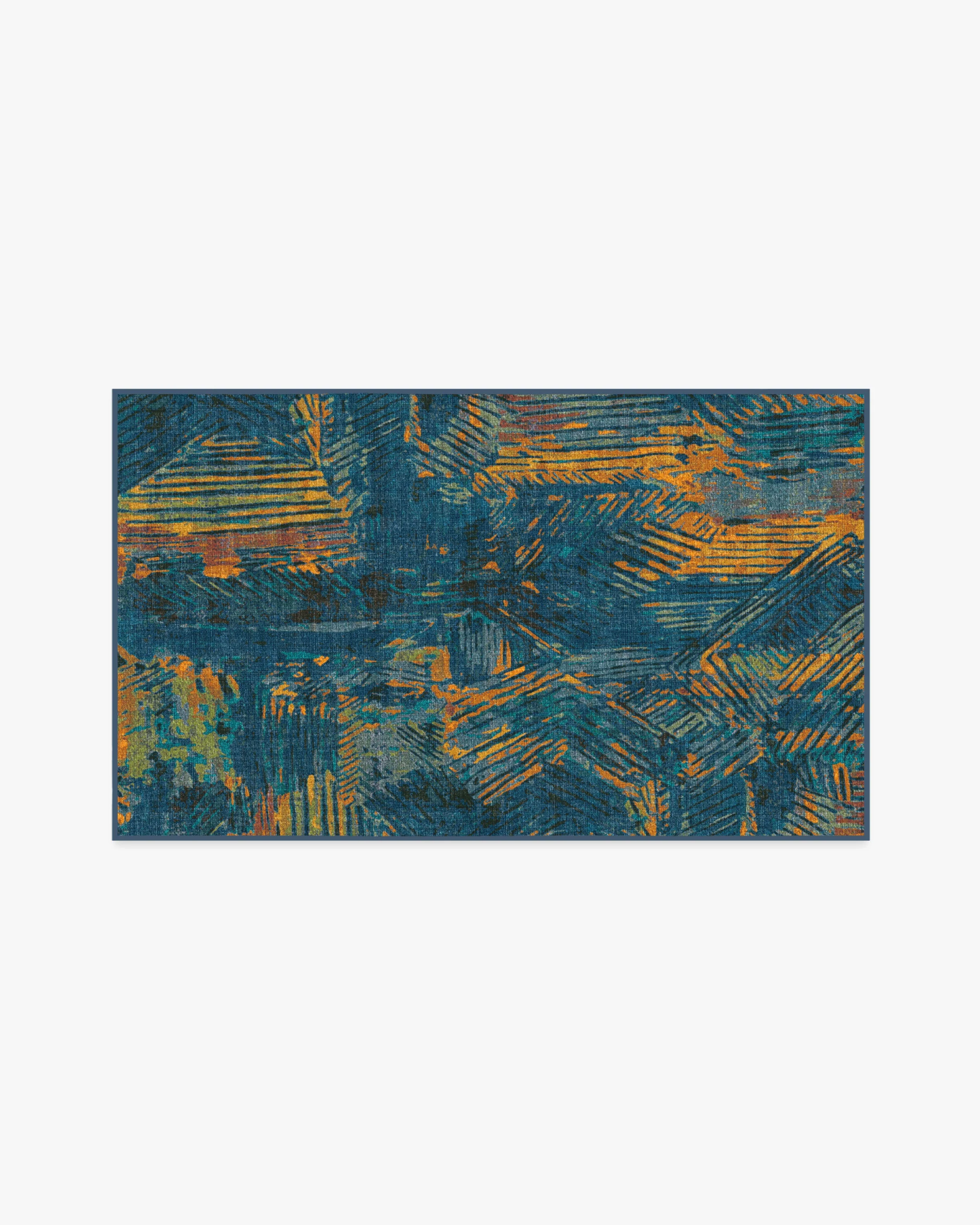 Sgraffito Royal Blue Rug by Malene Barnett