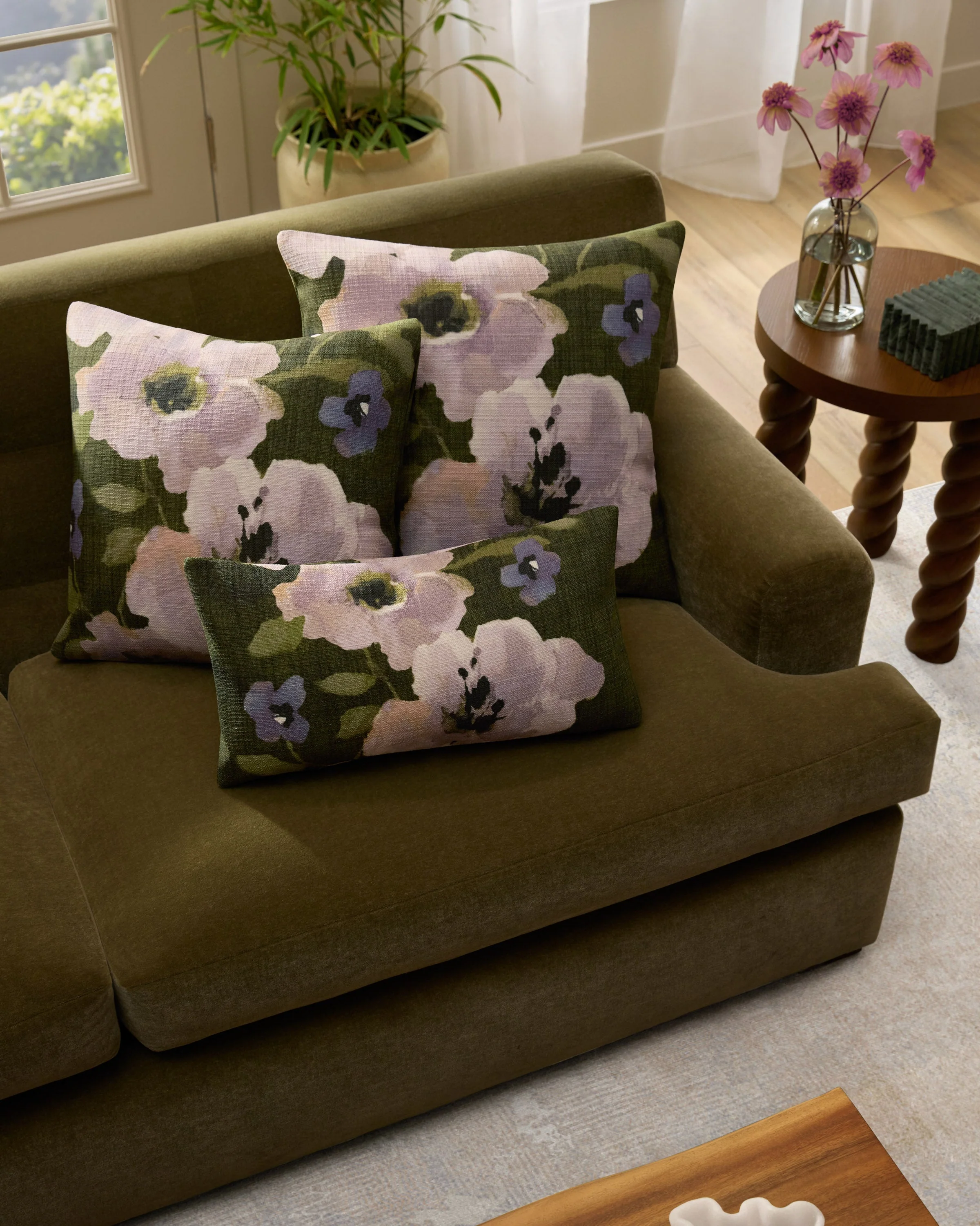 Evelyn Green Woven Throw Pillow