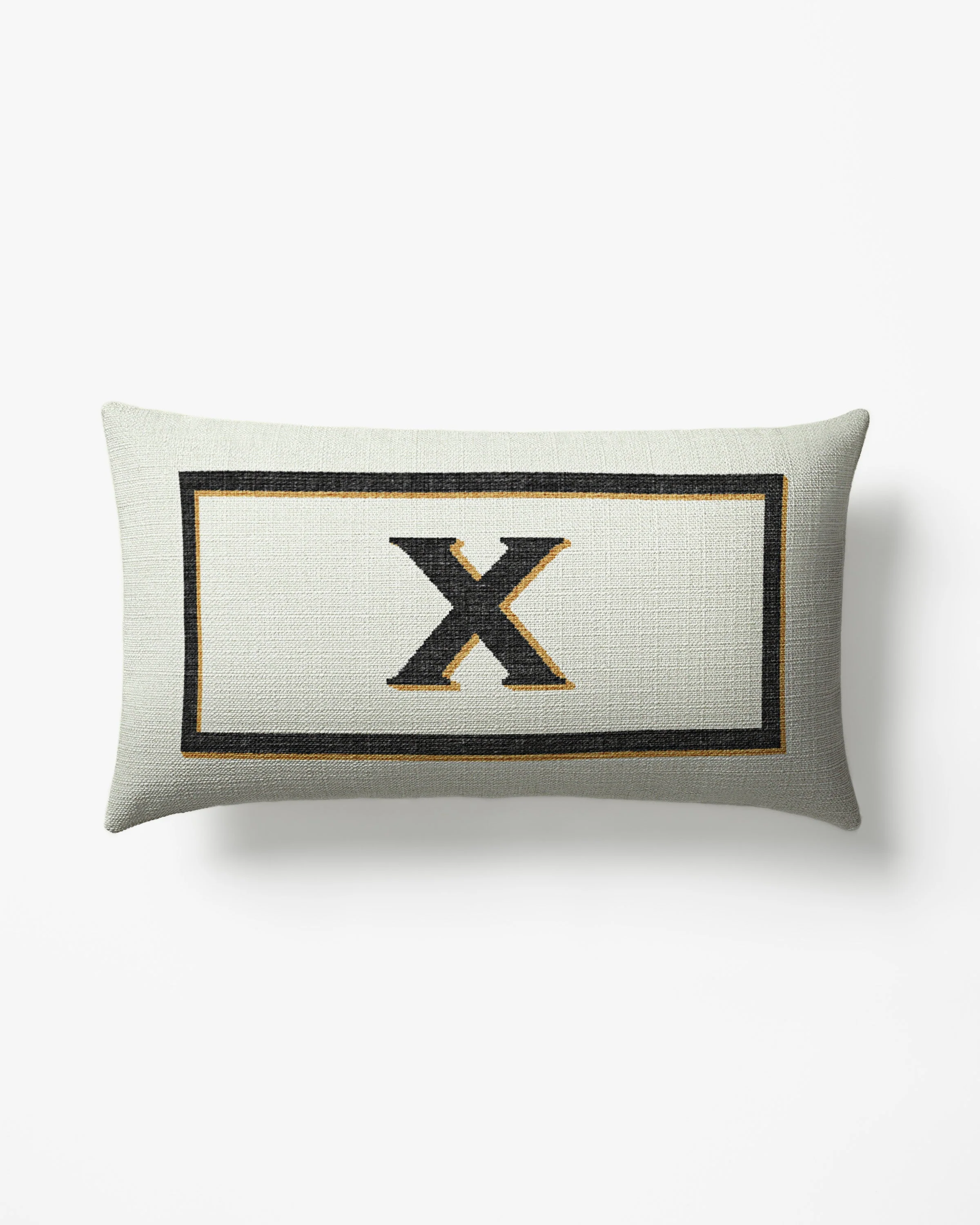 Classic Monogram Ivory Woven Throw Pillow, 12x21 by Jonathan Adler