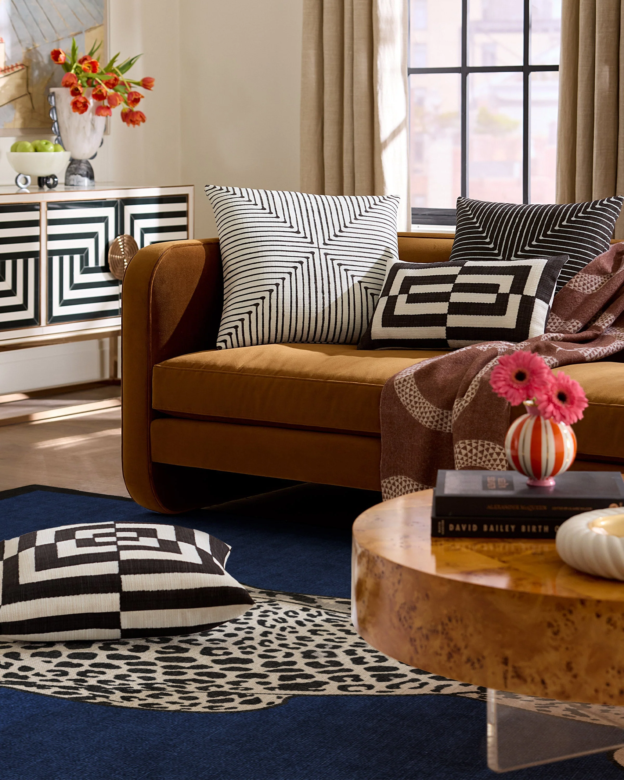 Op Art Ivory Woven Throw Pillow by Jonathan Adler