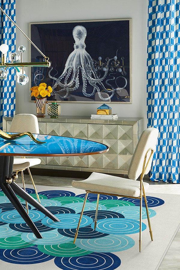 Biba Blue Green Flatwoven Rug by Jonathan Adler