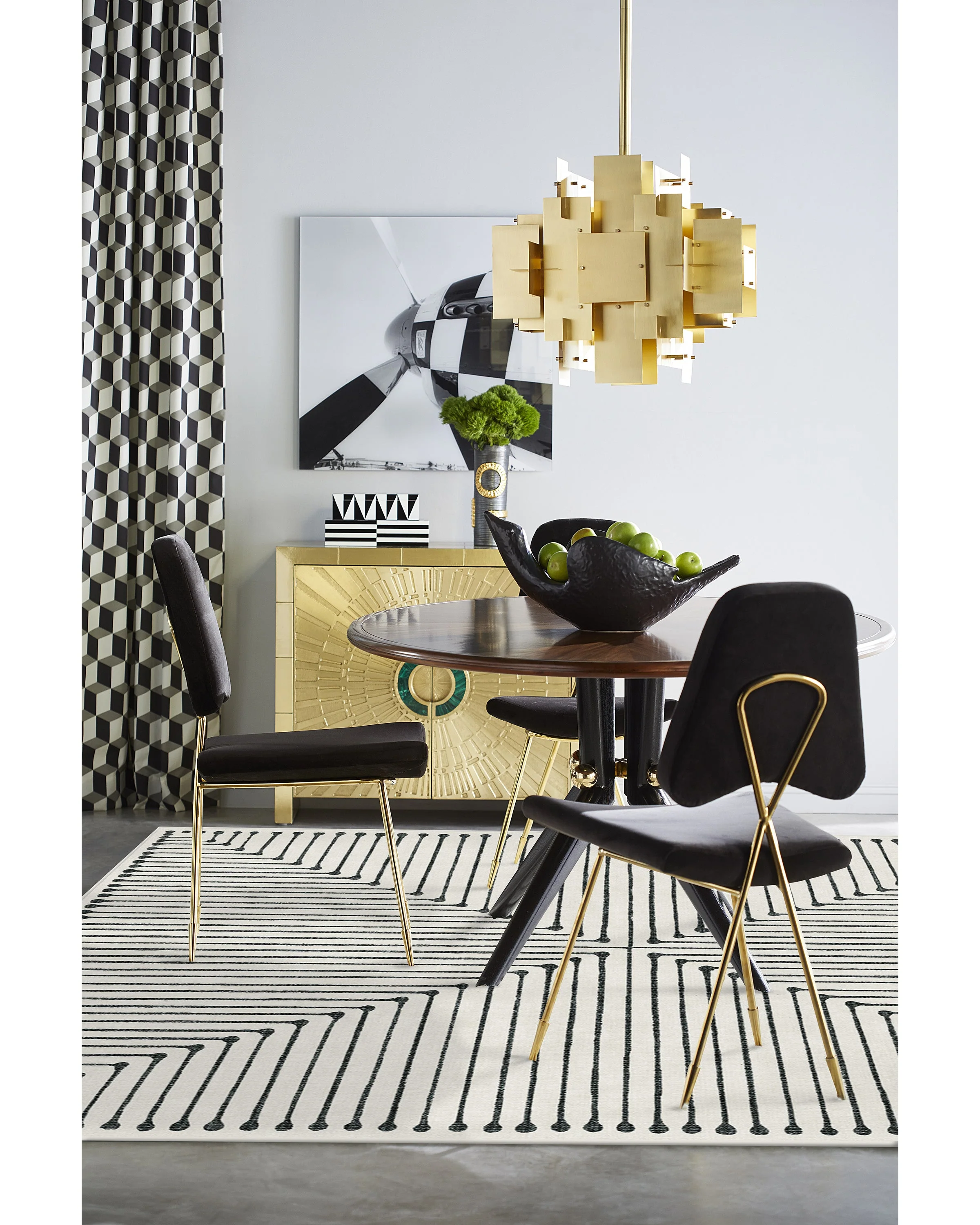 Inkdrop Black & Ivory Rug by Jonathan Adler