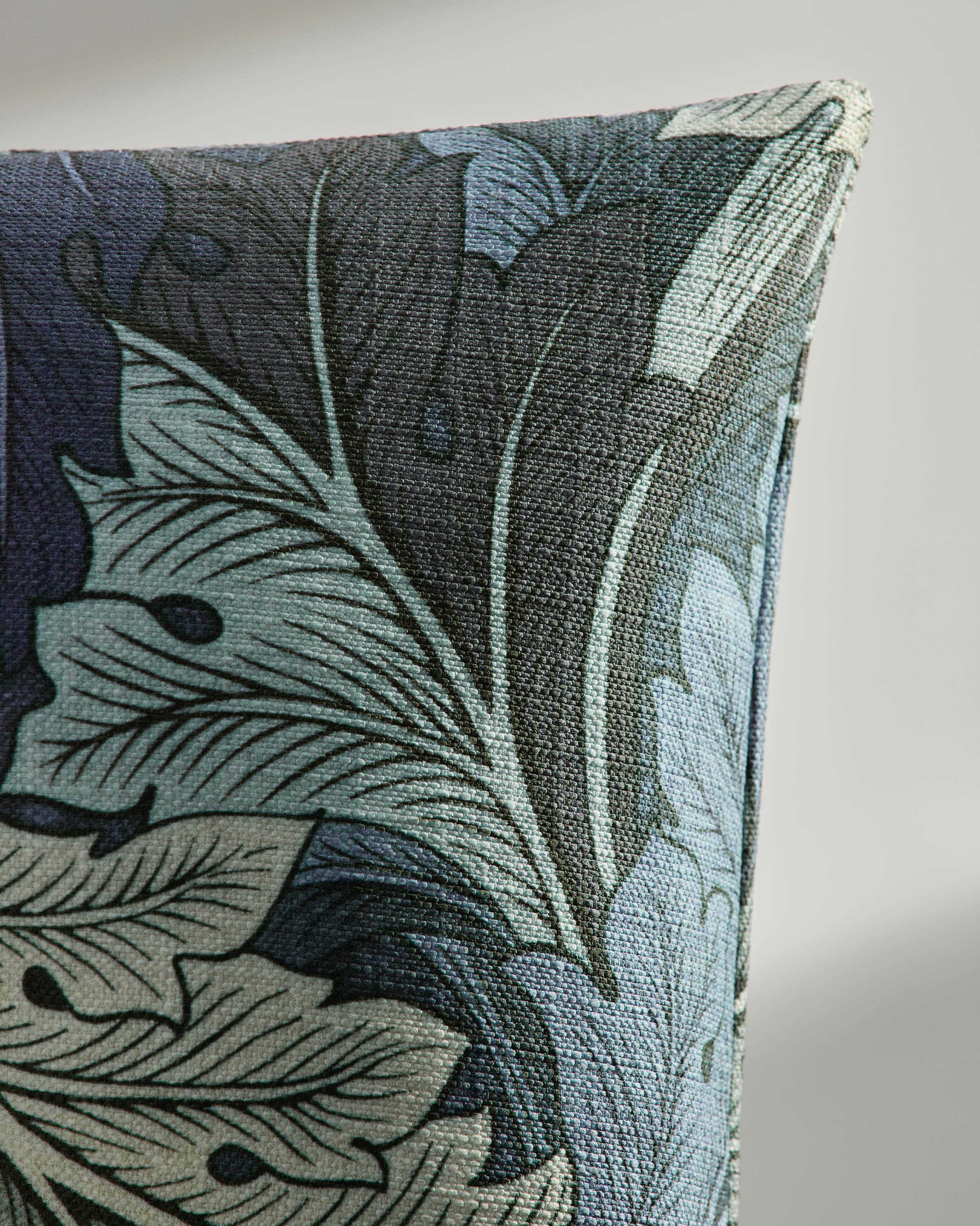 Acanthus Dusk Blue Woven Throw Pillow by Morris & Co.