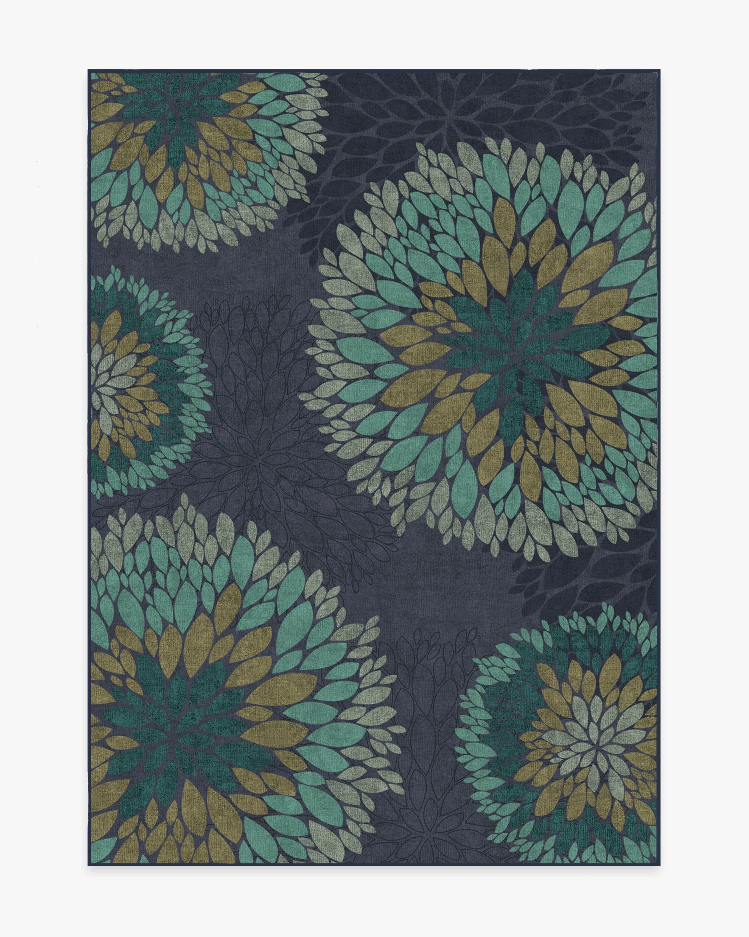 Floral Medallion Navy Flatwoven Rug