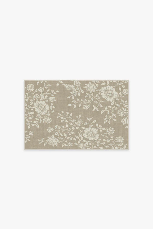 Mallow Flower Natural Stone Flatwoven Rug by Morris & Co.