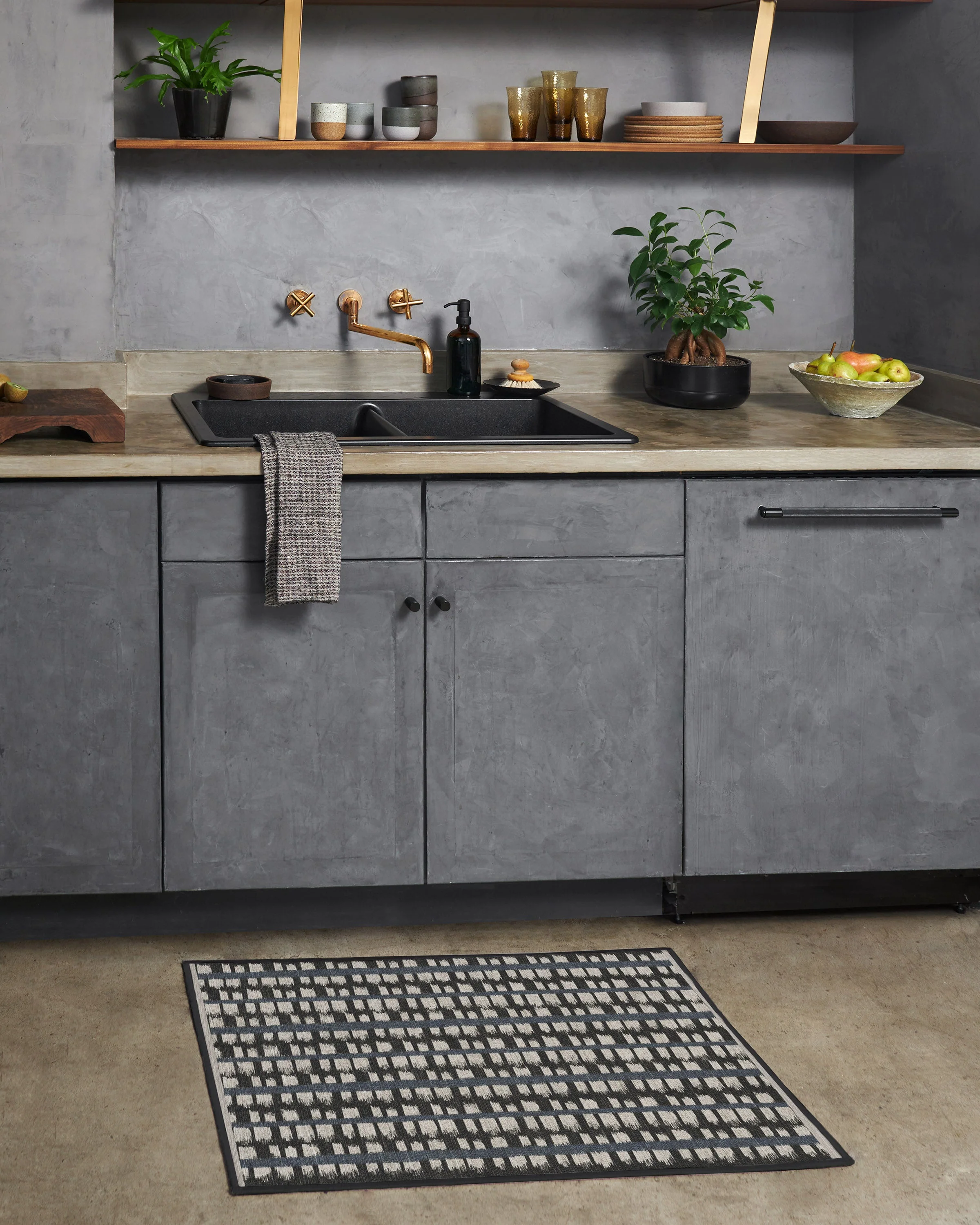 Berlin Charcoal & Sand Flatwoven Rug by Michael Michalsky