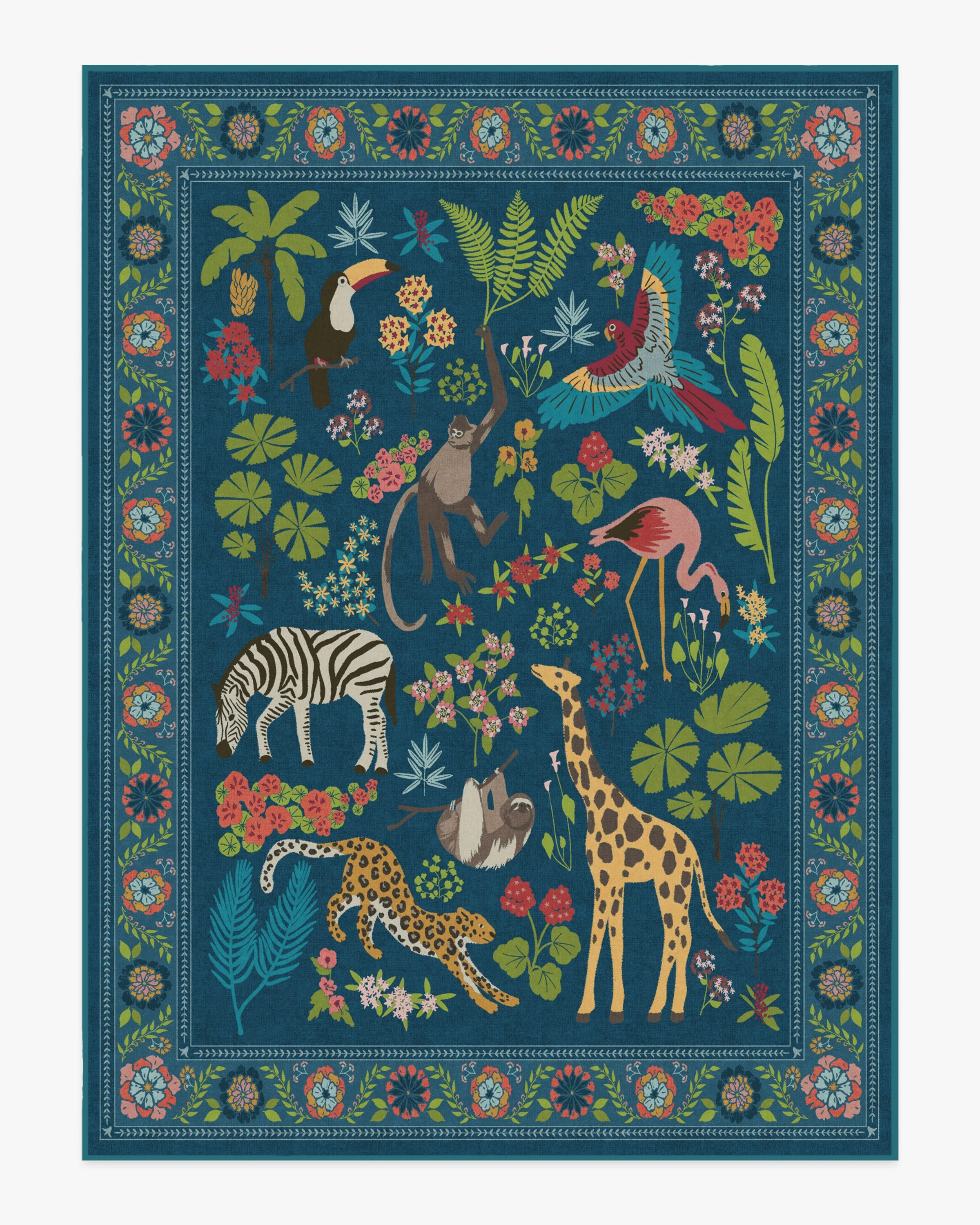 Jingle Jungle Royal Blue Flatwoven Rug by Iris Apfel