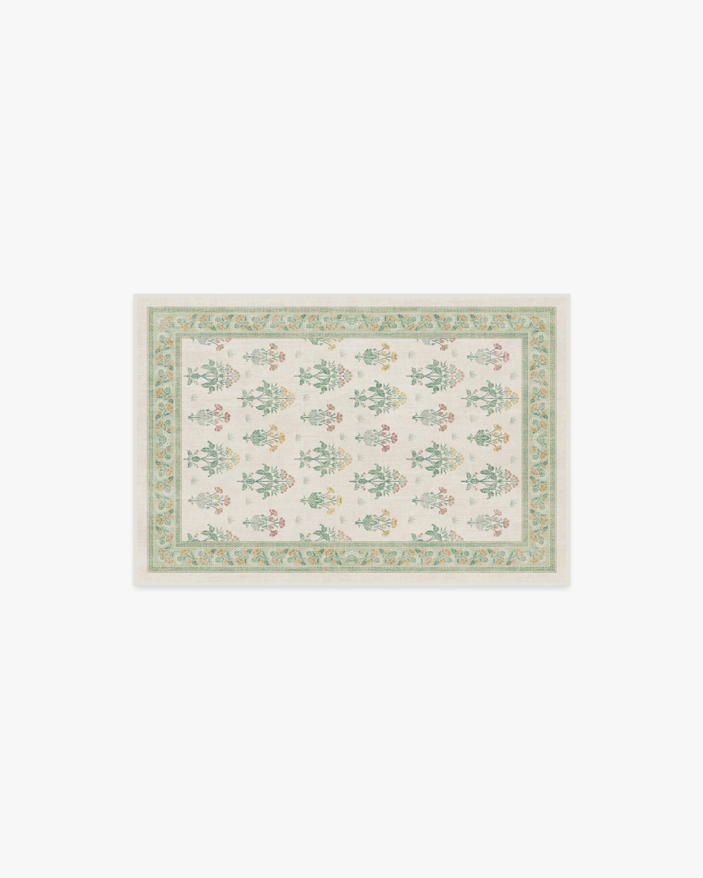 Meadow Sweet Ivory & Green Flatwoven Rug by Morris & Co.
