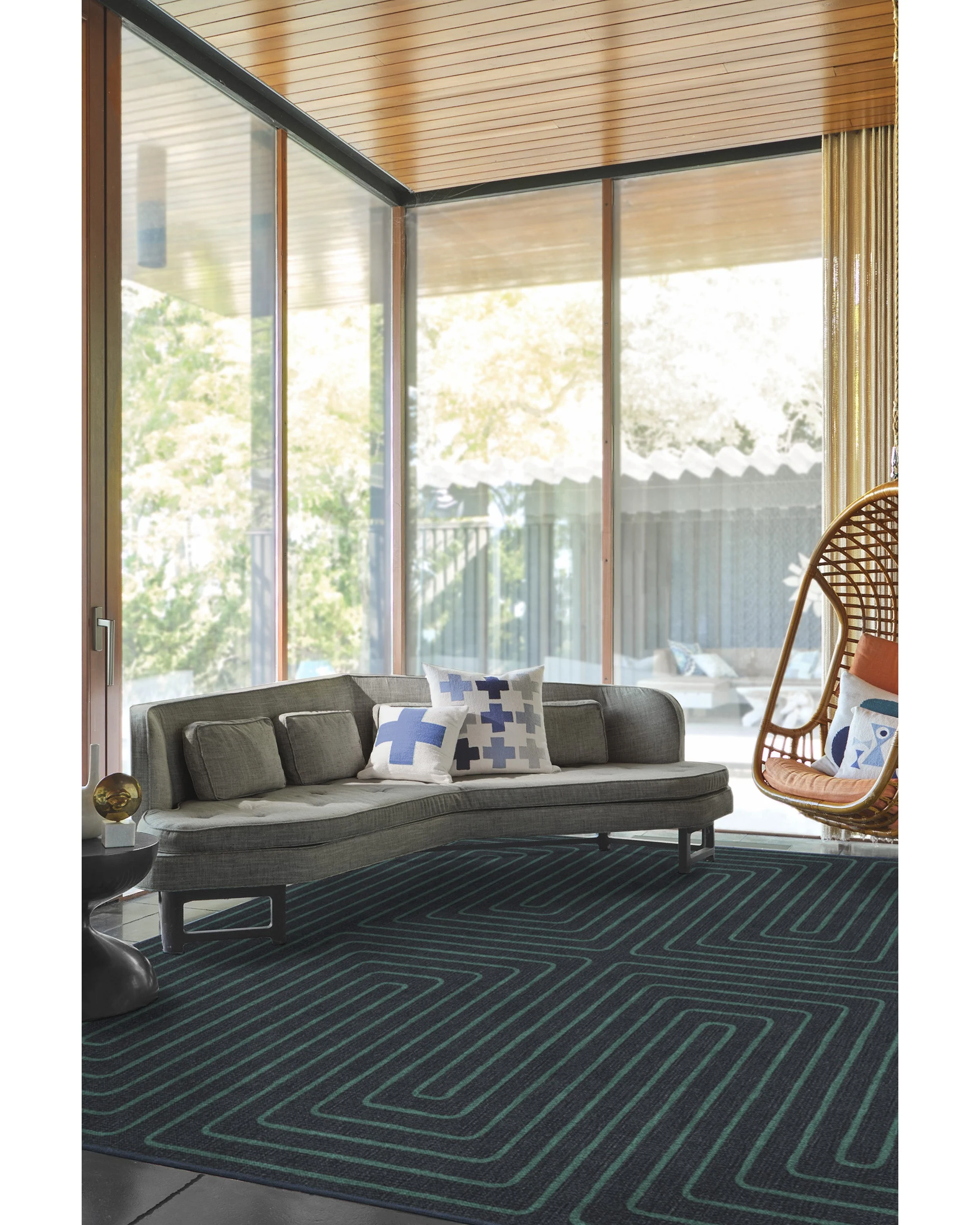 Labyrinth Navy & Teal Rug by Jonathan Adler