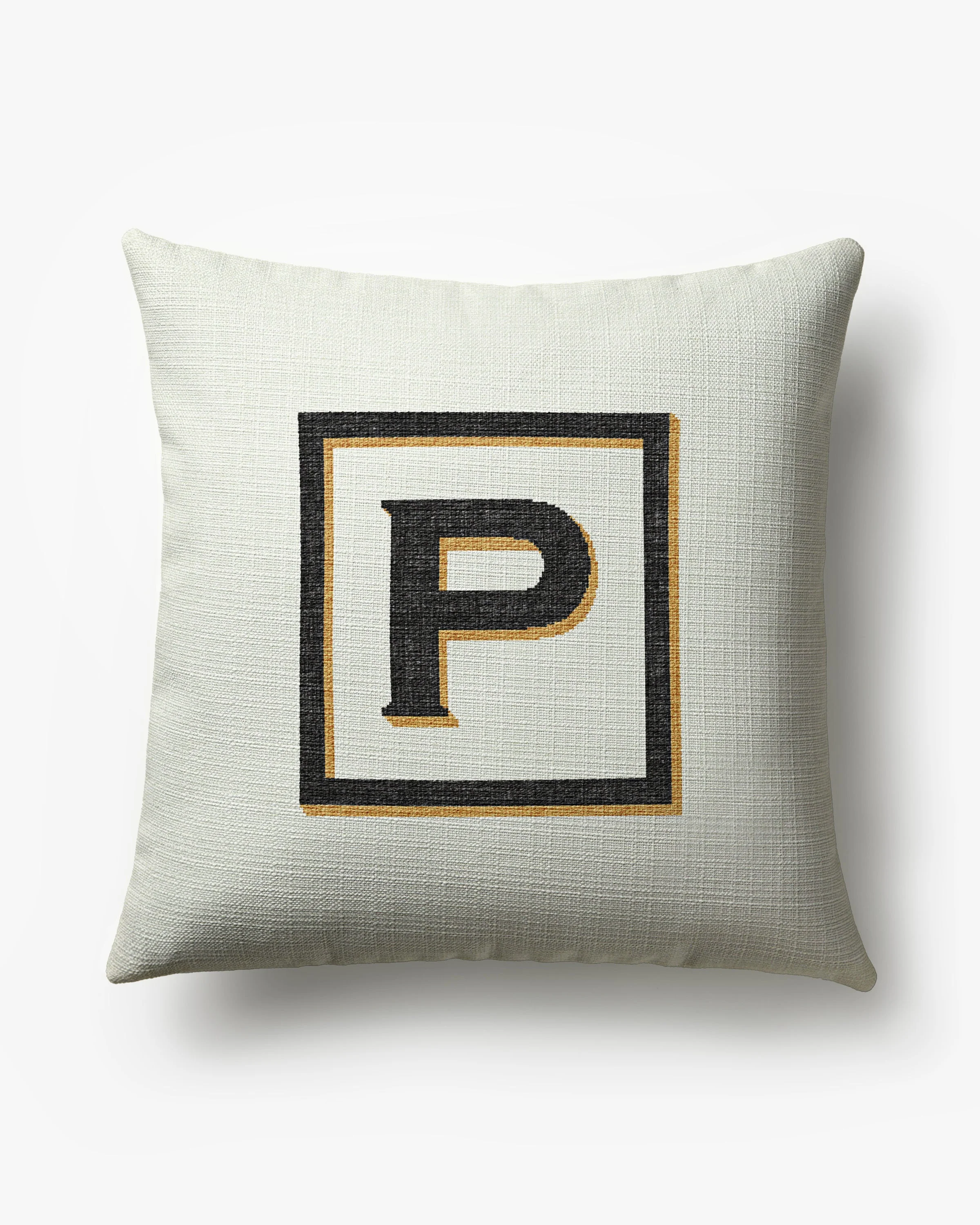 Classic Monogram Ivory Woven Throw Pillow, 20x20 by Jonathan Adler
