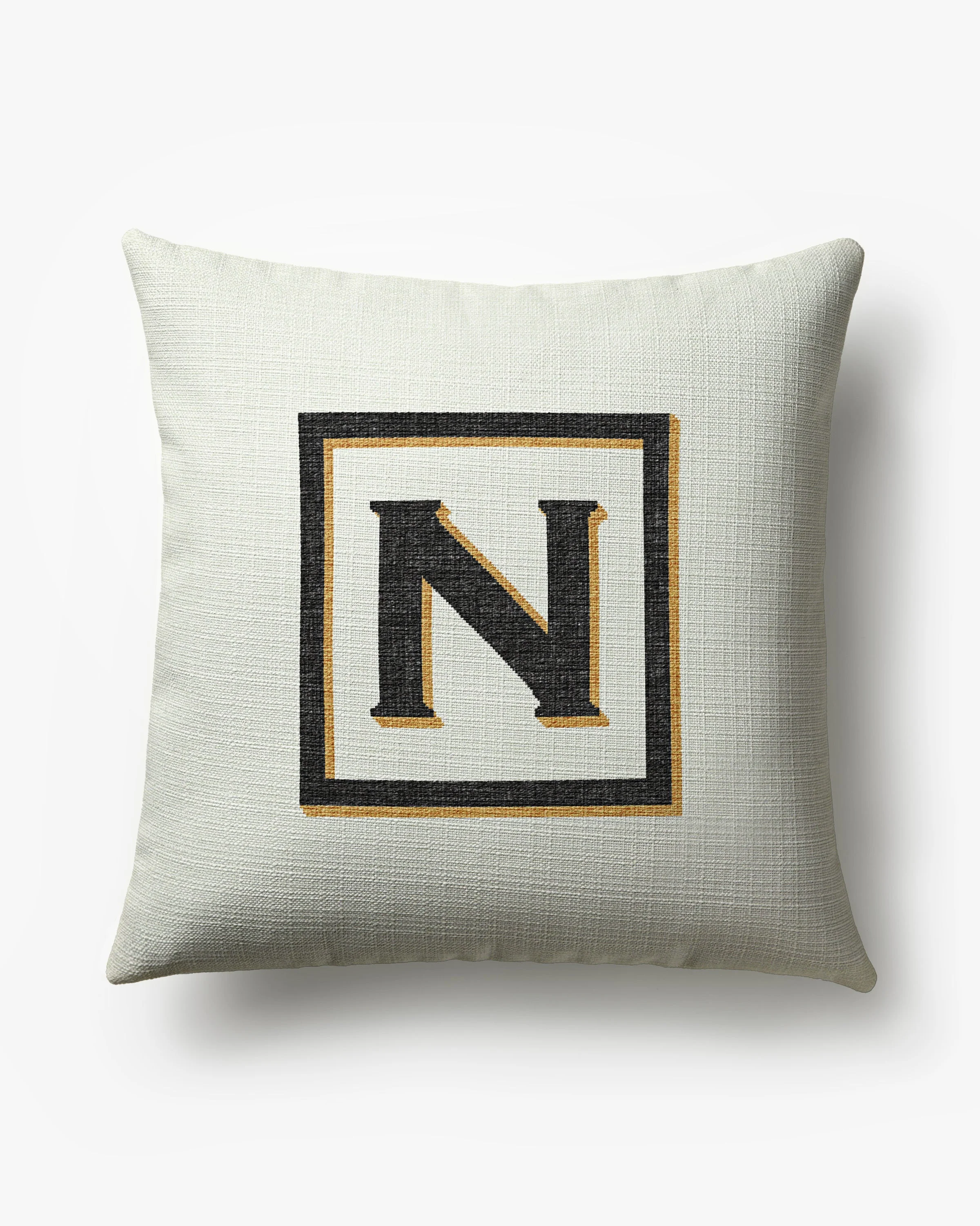 Classic Monogram Ivory Woven Throw Pillow, 20x20 by Jonathan Adler