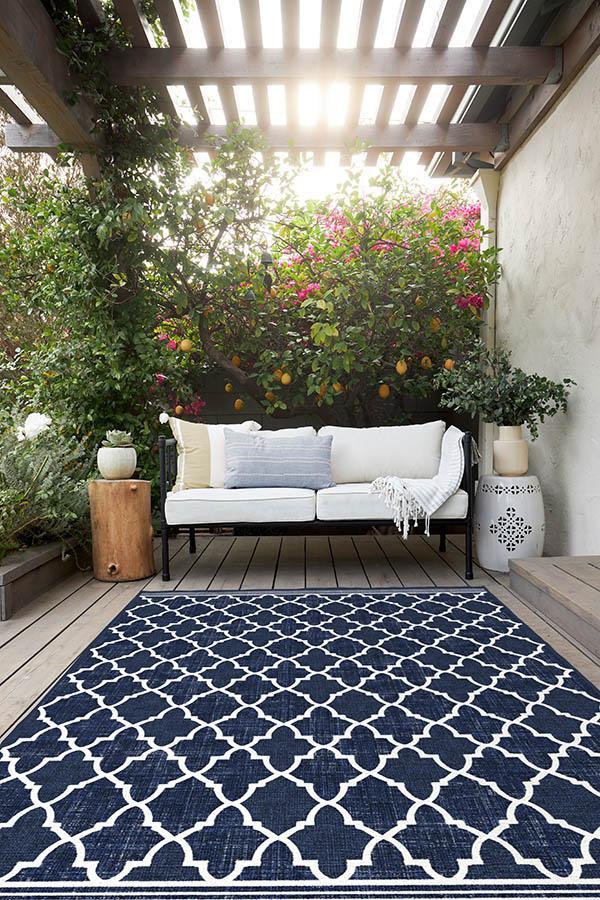 Varia Trellis Royal Blue Outdoor Rug