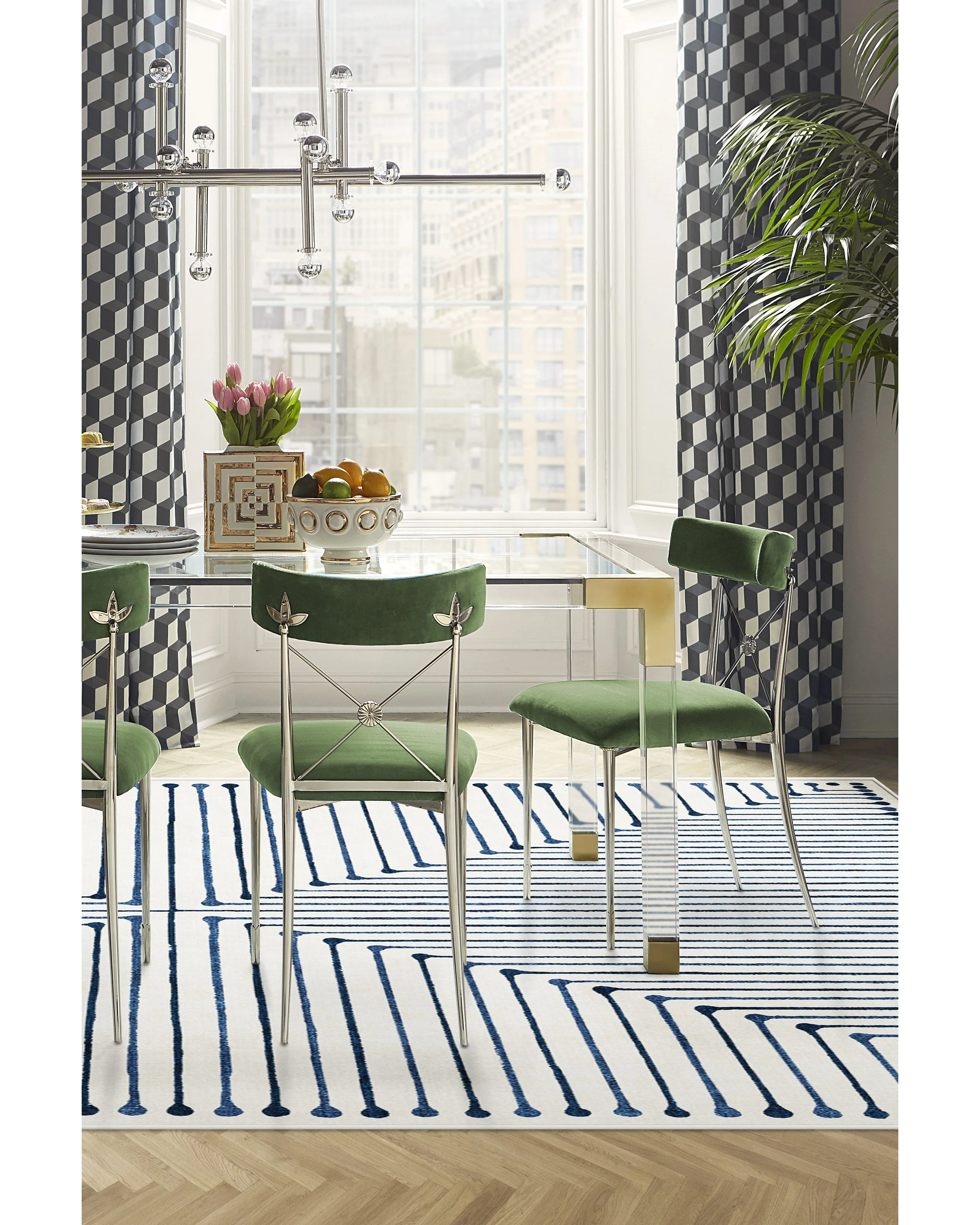 Inkdrop Slate Blue Rug by Jonathan Adler