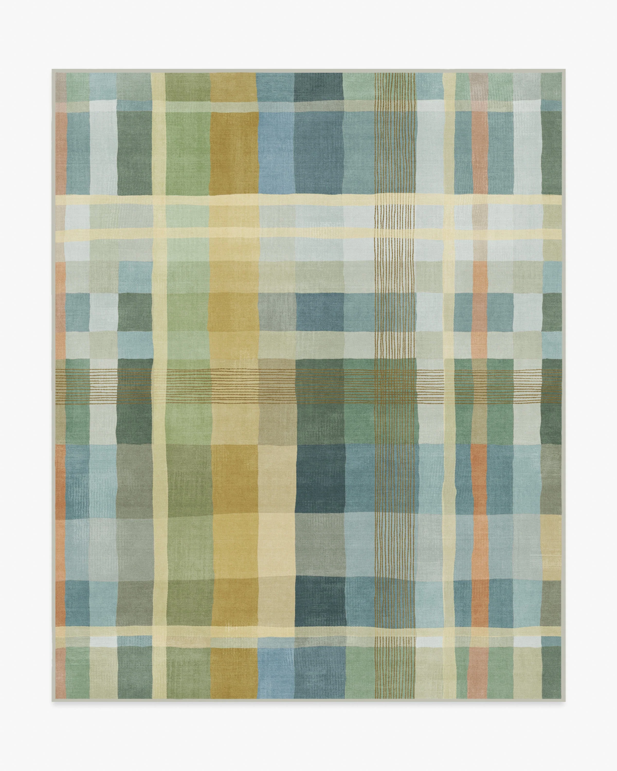 Margot Plaid Blue Flatwoven Rug